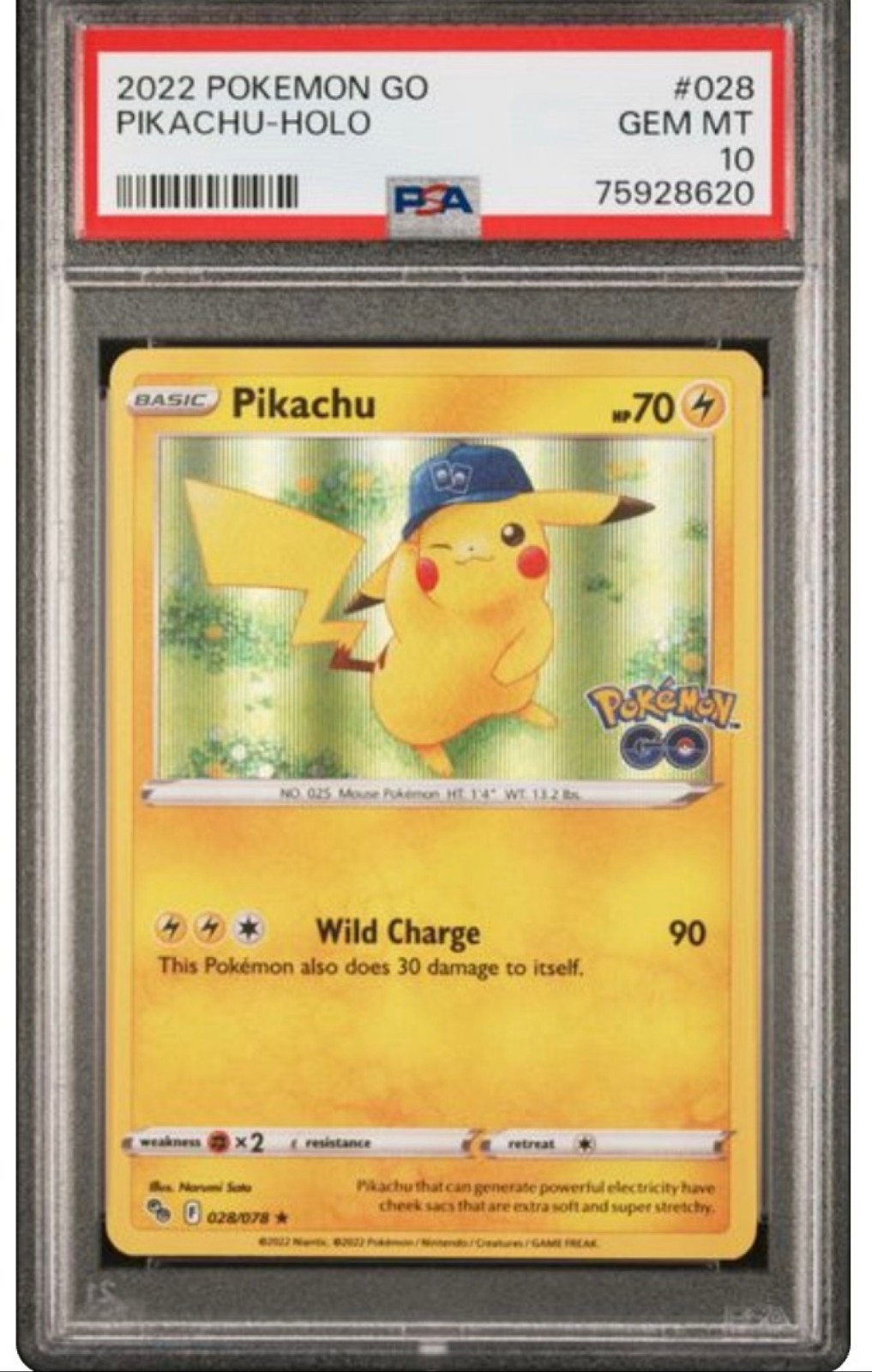 2022 Pokemon Go #028 Pikachu-Holo PSA 10 GEM MINT