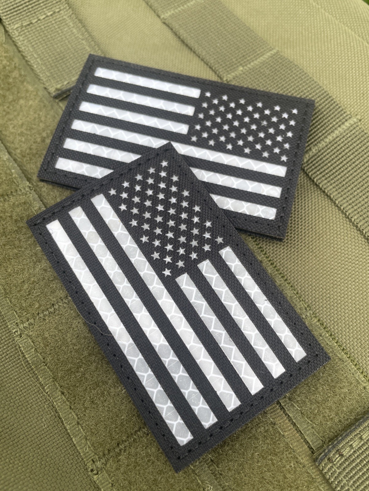 IR American Flag America USA Military Combat Tactical patch 3.2” Set BLACK SOLAS