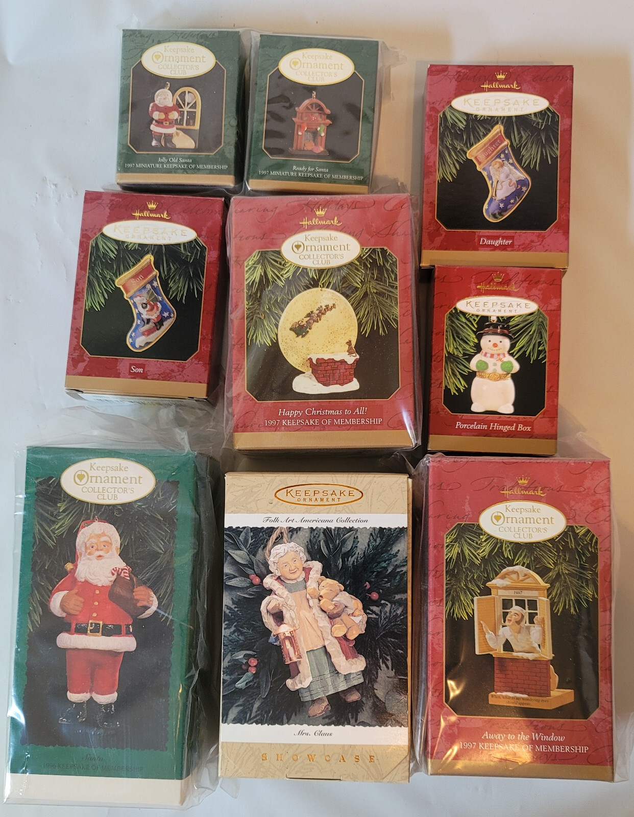 VIntage 1996-1997 Lot of 9 Hallmark Christmas Ornaments - Collector\'s Club