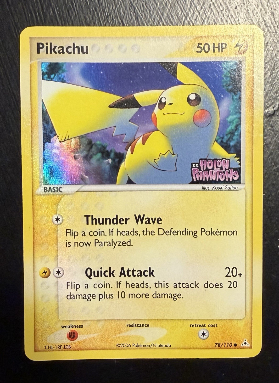 Pikachu EX Holon Phantoms Reverse Holo Card 78/110 Stamped