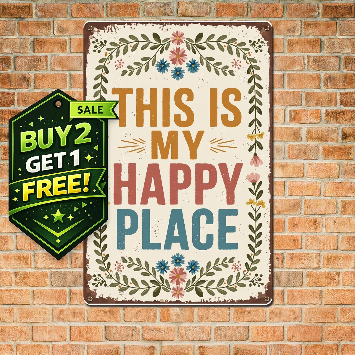This Is My Happy Place 8x12 Wall Art Vintage Tin Metal Sign