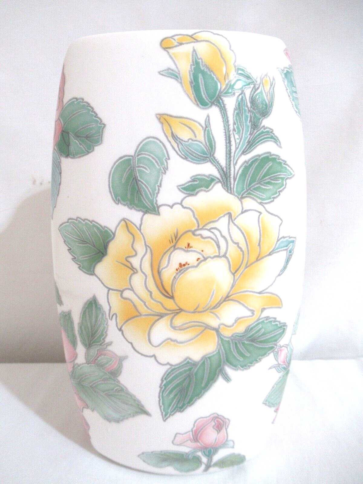 Vintage CLS Ceramiche La Spiga Made in Italy Floral Print Porcelain Ceramic Vase