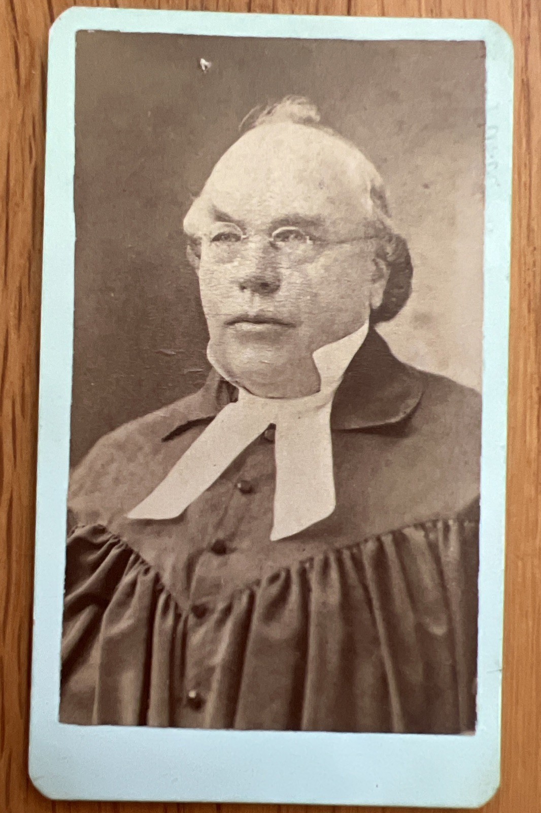c1875 CDV Photo of Protestant Clergy Geneva Gown, Lutheran Likely, Joliet, IL