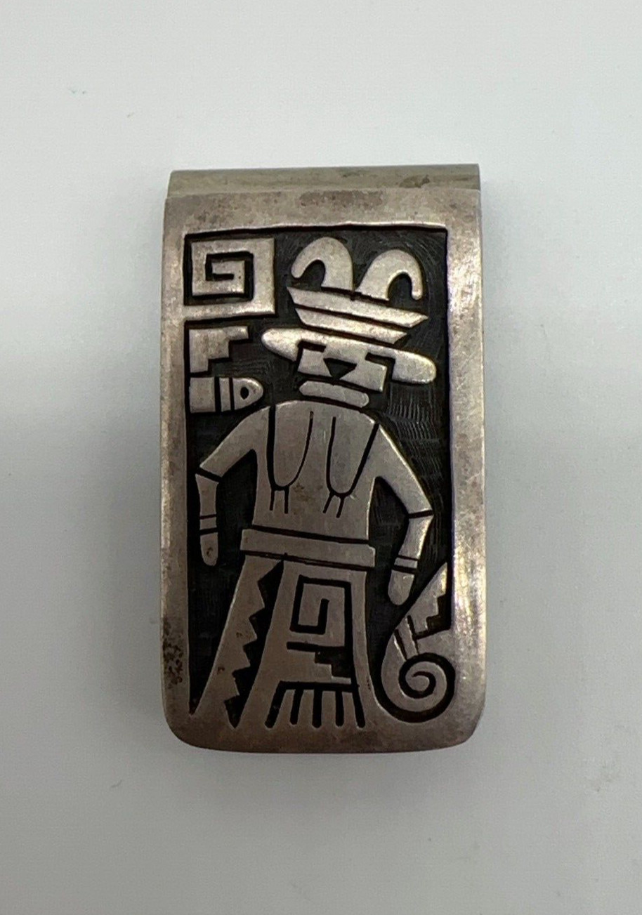 Mitchel Sockyma Hopi Kachina Sterling & Nickle Money Clip 34.4g #rh