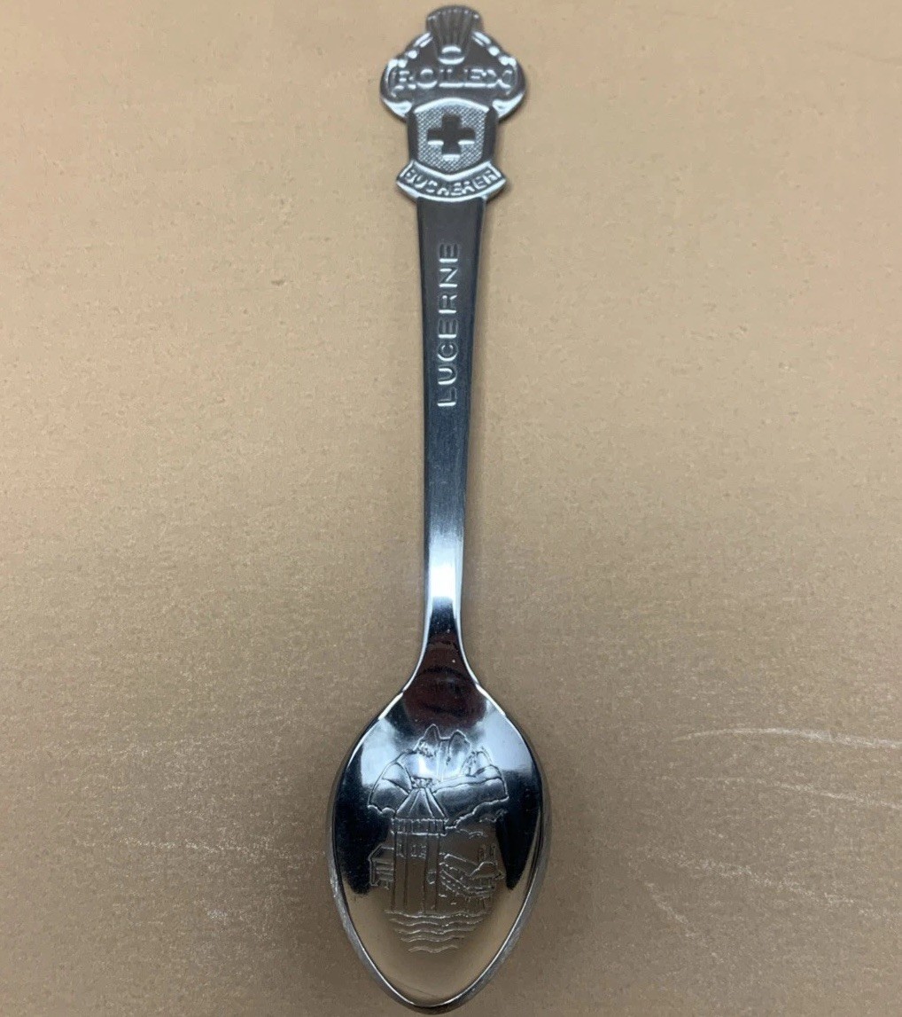 Rolex Lucerne Bucherer Spoon Vintage Souvenir Collectible Village Scene Rolex Lucerne Bucherer Spoon Vintage Souvenir Collectible Village Scene
