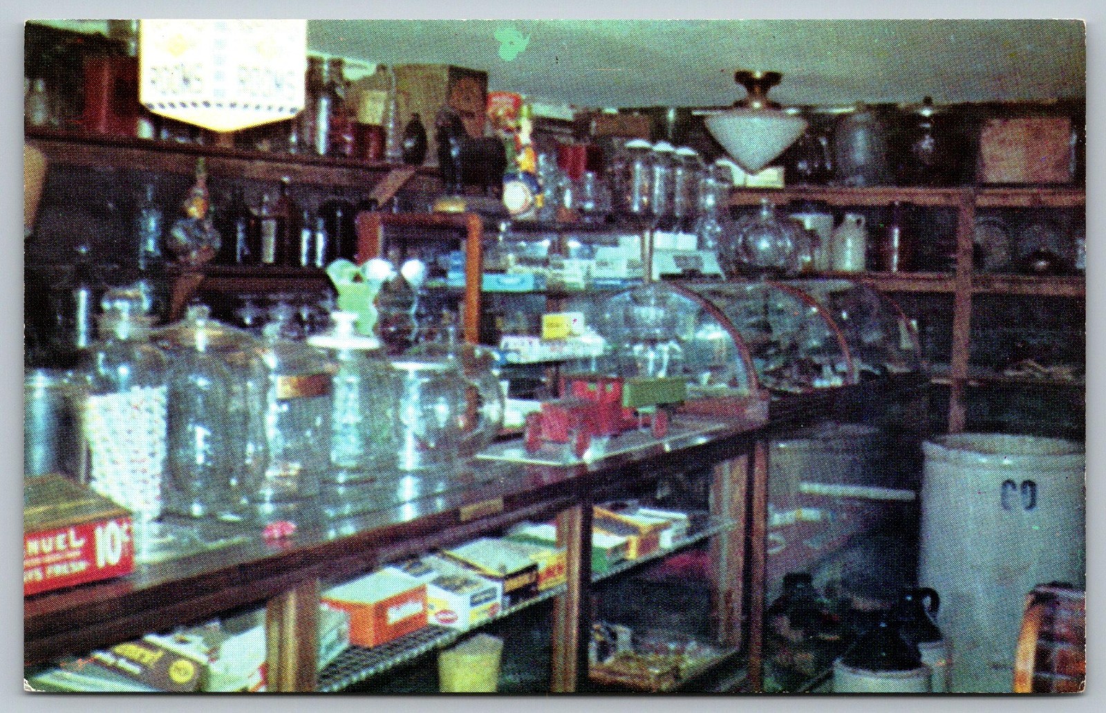 Postcard New Hampshire Brookline NH Willie's Country Store Interior Vintage P9
