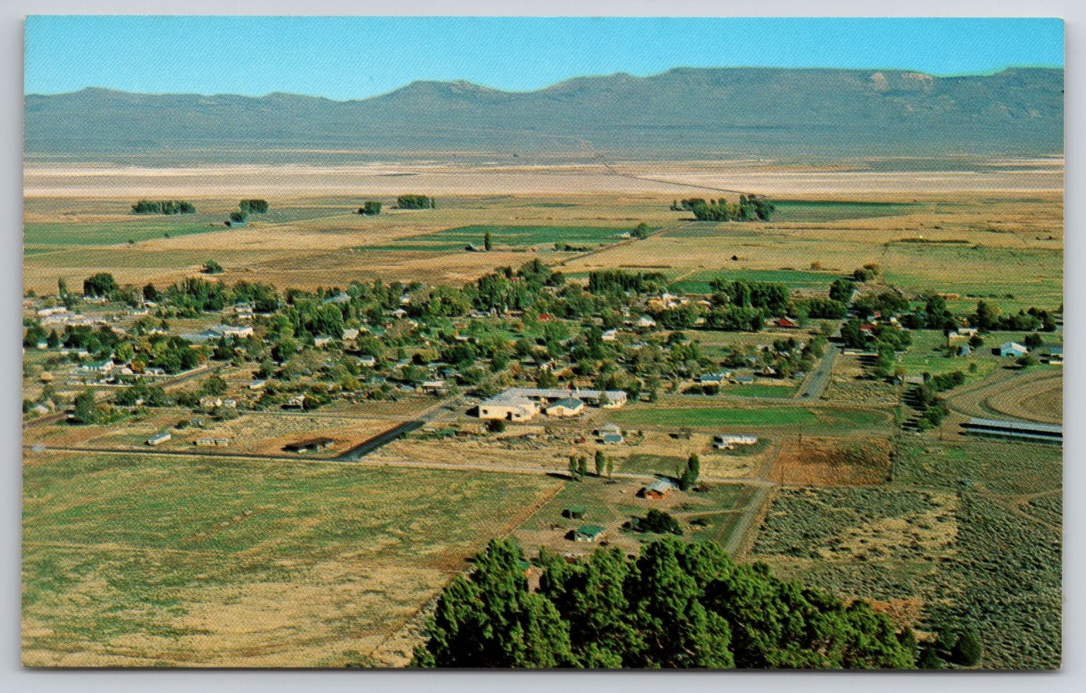 Cedarville Surprise Valley Modoc County California Aerial Chrome Postcard