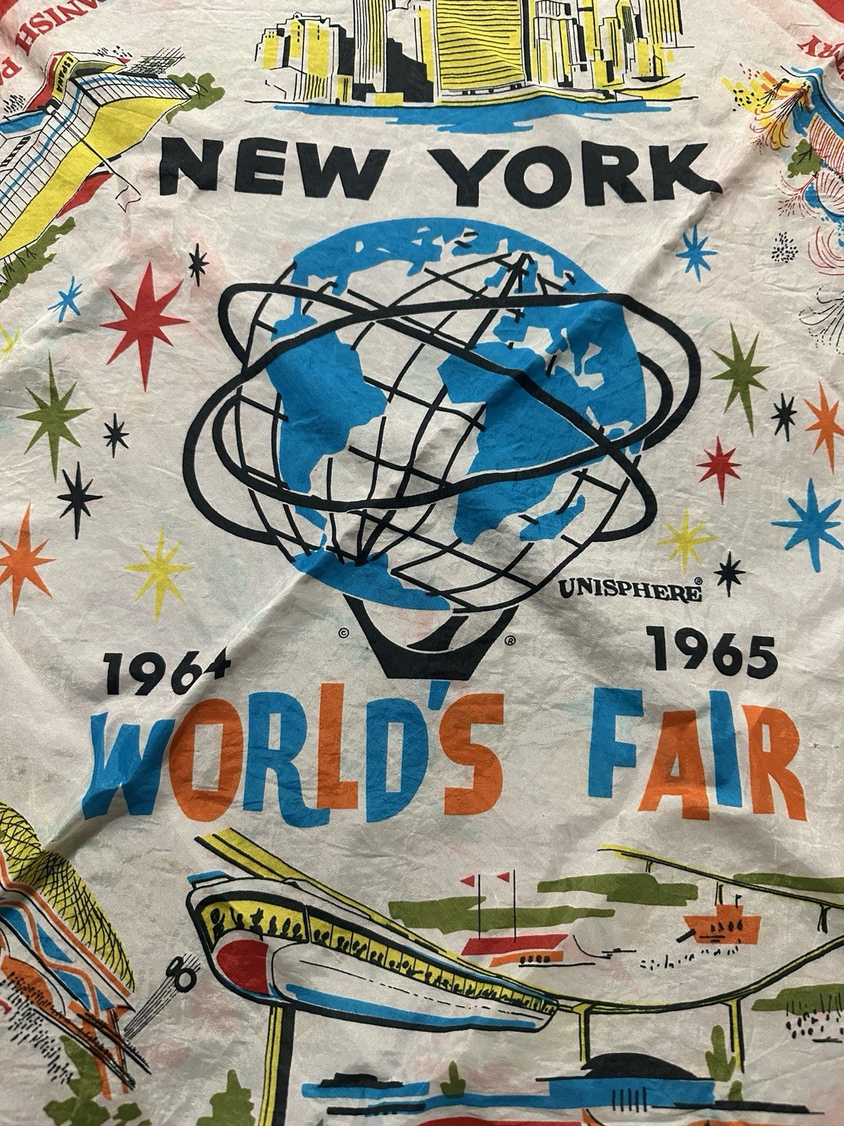 Vintage 1964-1965 Worlds Fair Silk Scarf
