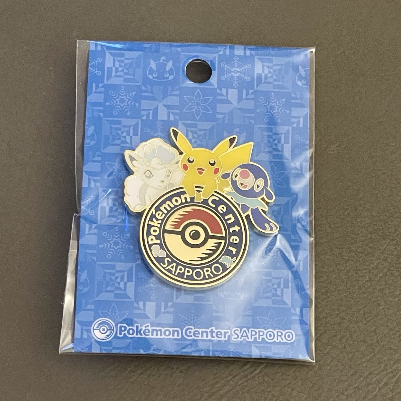 Pokemon Center Sapporo Pin Badge Alolan Vulpix & Pikachu & Popplio Japanese Exc