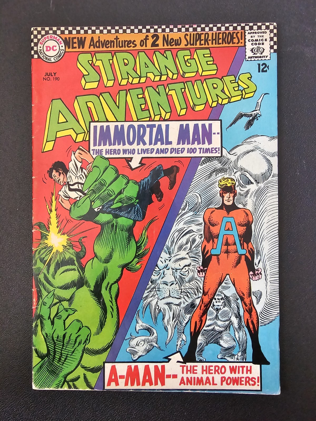 STRANGE ADVENTURES #190 DC COMICS 1966 1ST ANIMAL MAN IN COSTUME VG/F