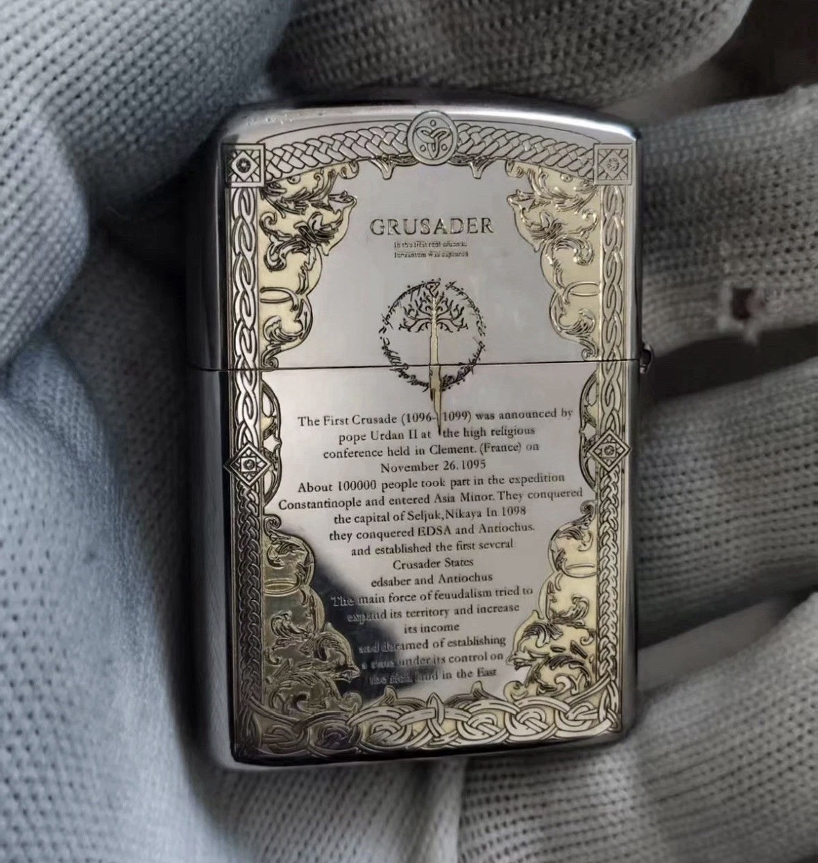 Crusader Cross Angel Sword zippo Lighter Mixed Silver In a New Box