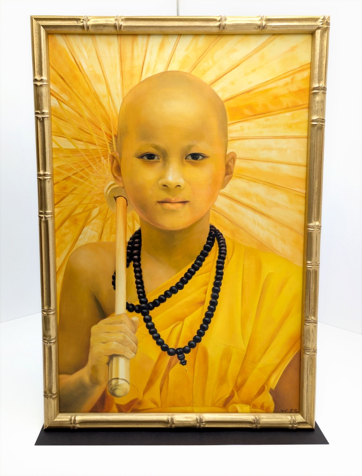 Young Monk Parasol Portrait Painting 25\