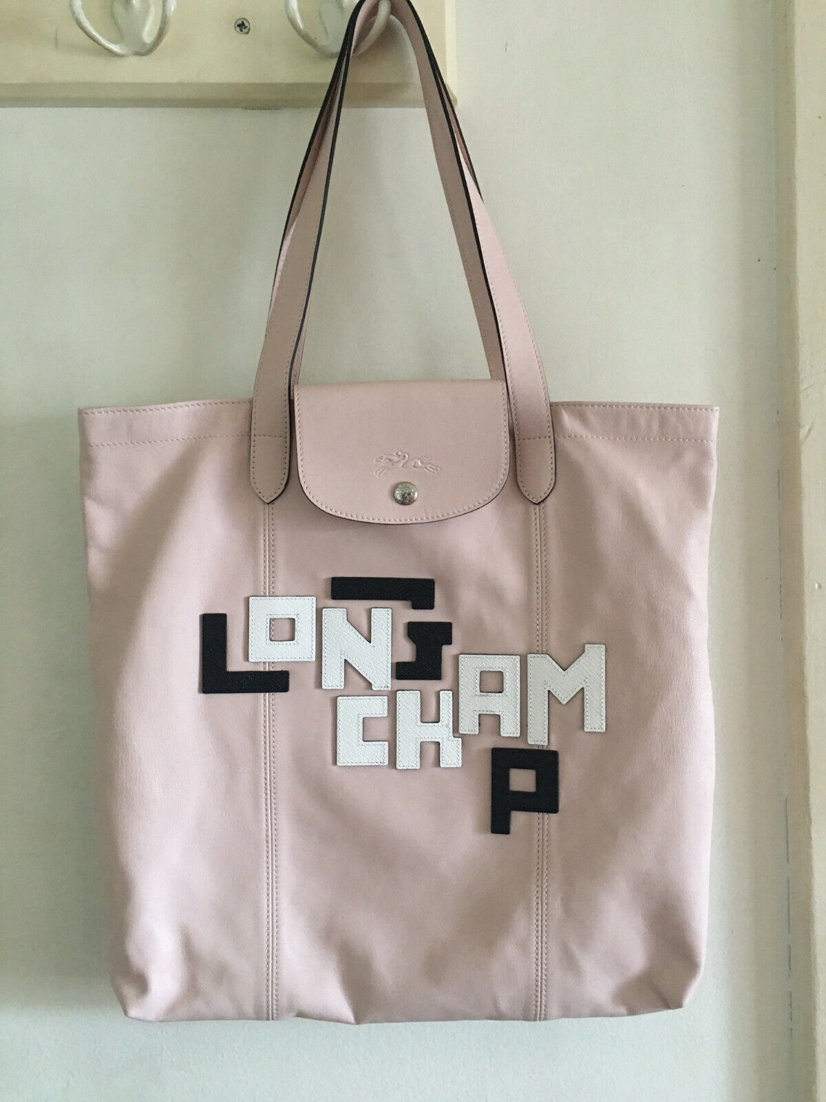 Longchamp Modele Depose Le Pilage Leather Cuir Large Tote Bag Pale Pink $615