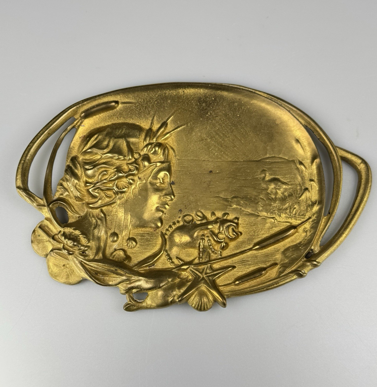 Antique Art Nouveau Gilt Bronze Card Tray, Vide Poche, circa 1920.