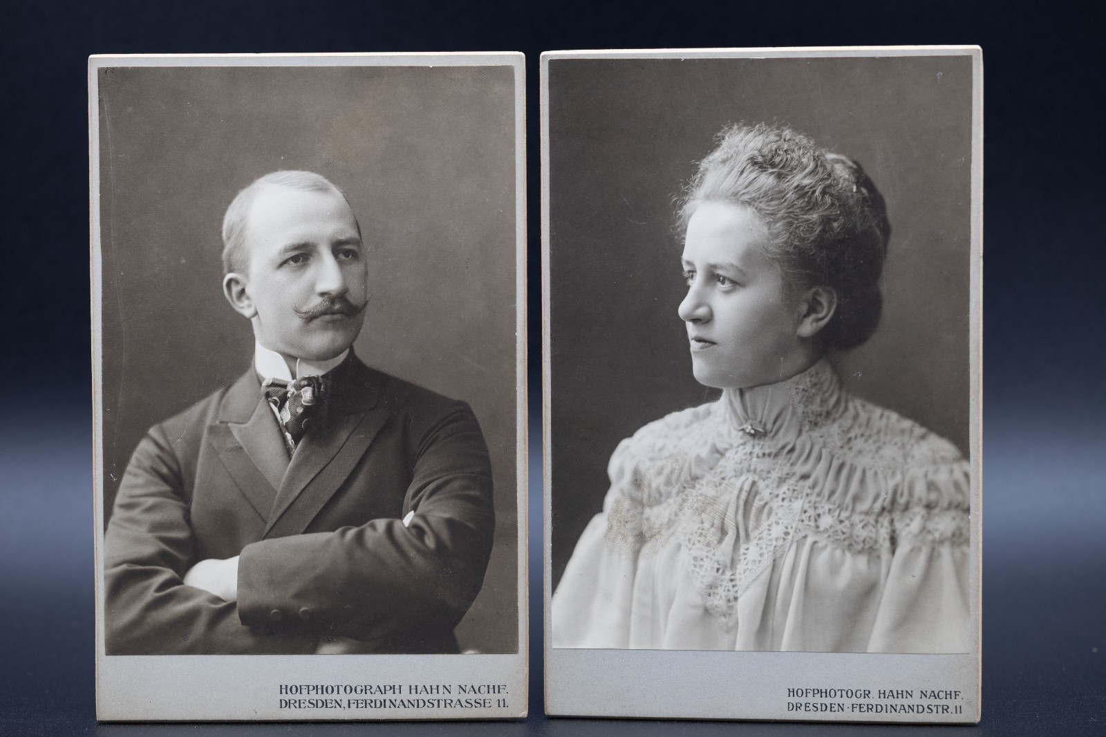 2pc Antique German Cabinet Cards Rare Offset Ghost Transfer Image Match Set