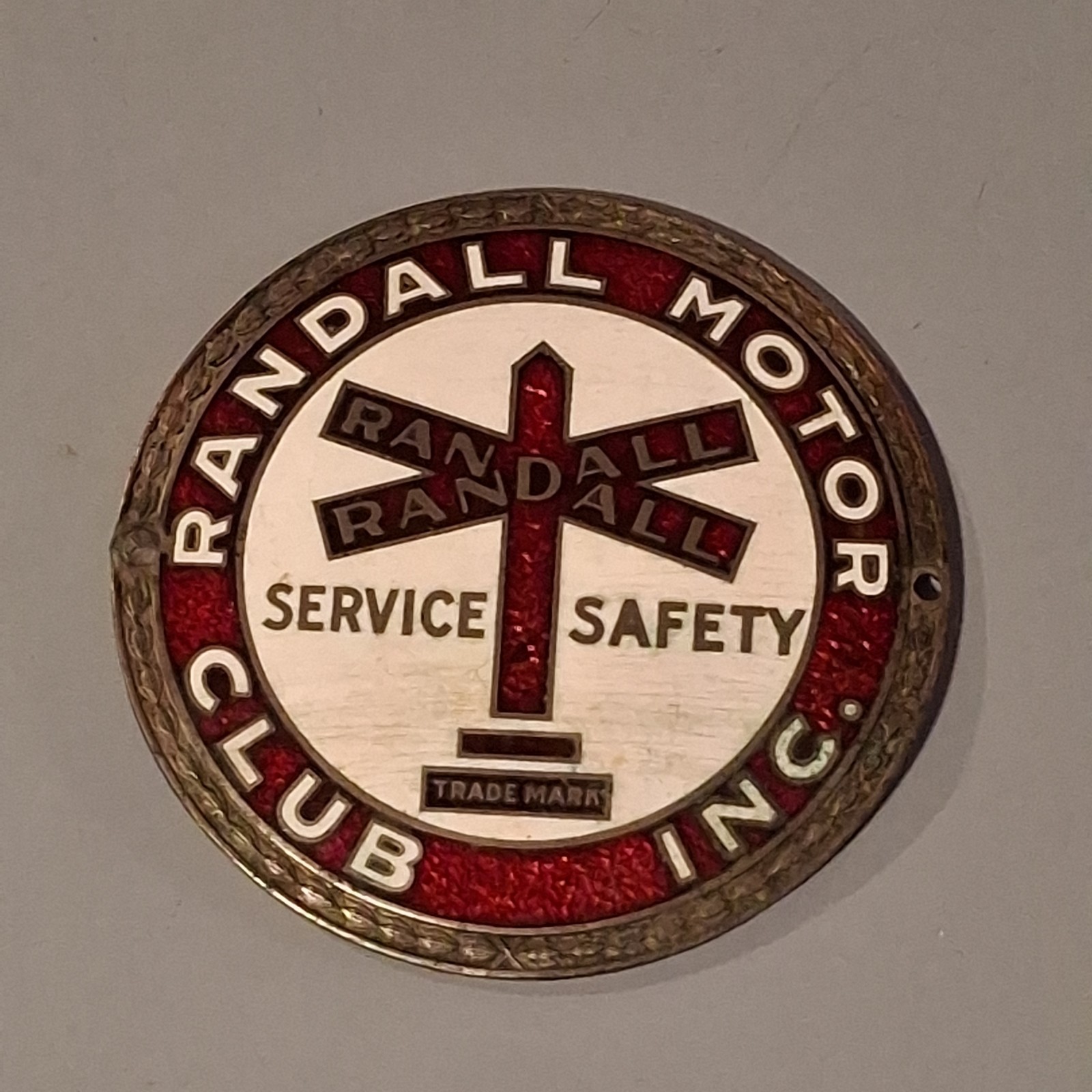 Authentic 1930's-1940's Vintage American RANDALL Motor Club Enamel Badge/Emblem