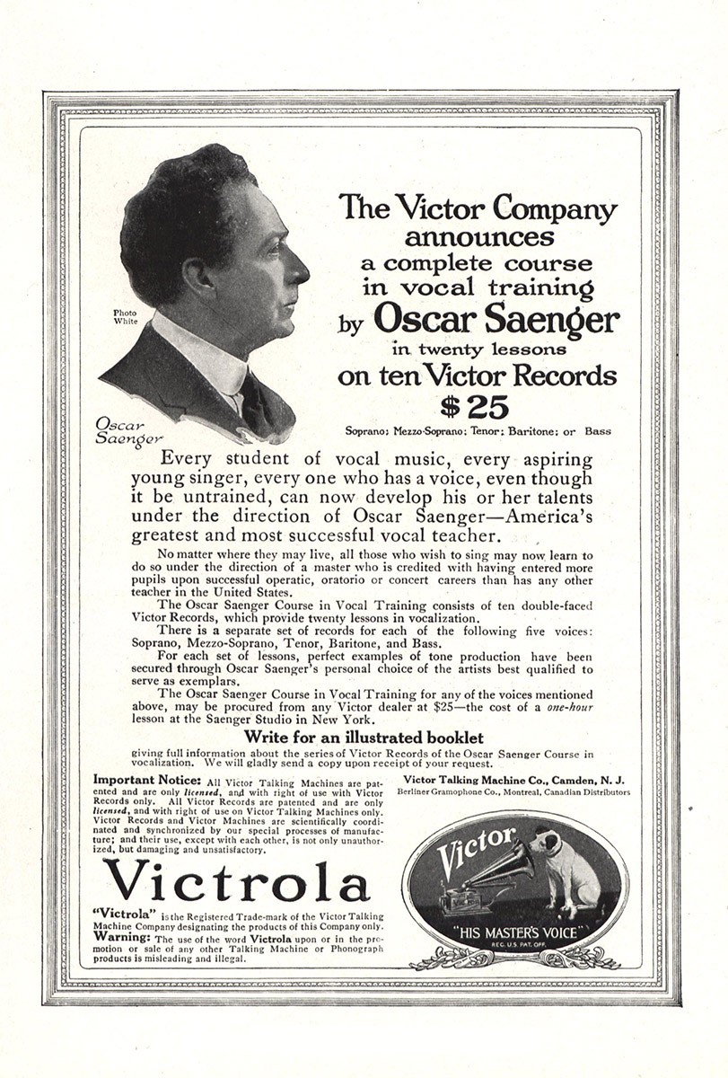 1917 Victrola: Oscar Saenger Vintage Print Ad
