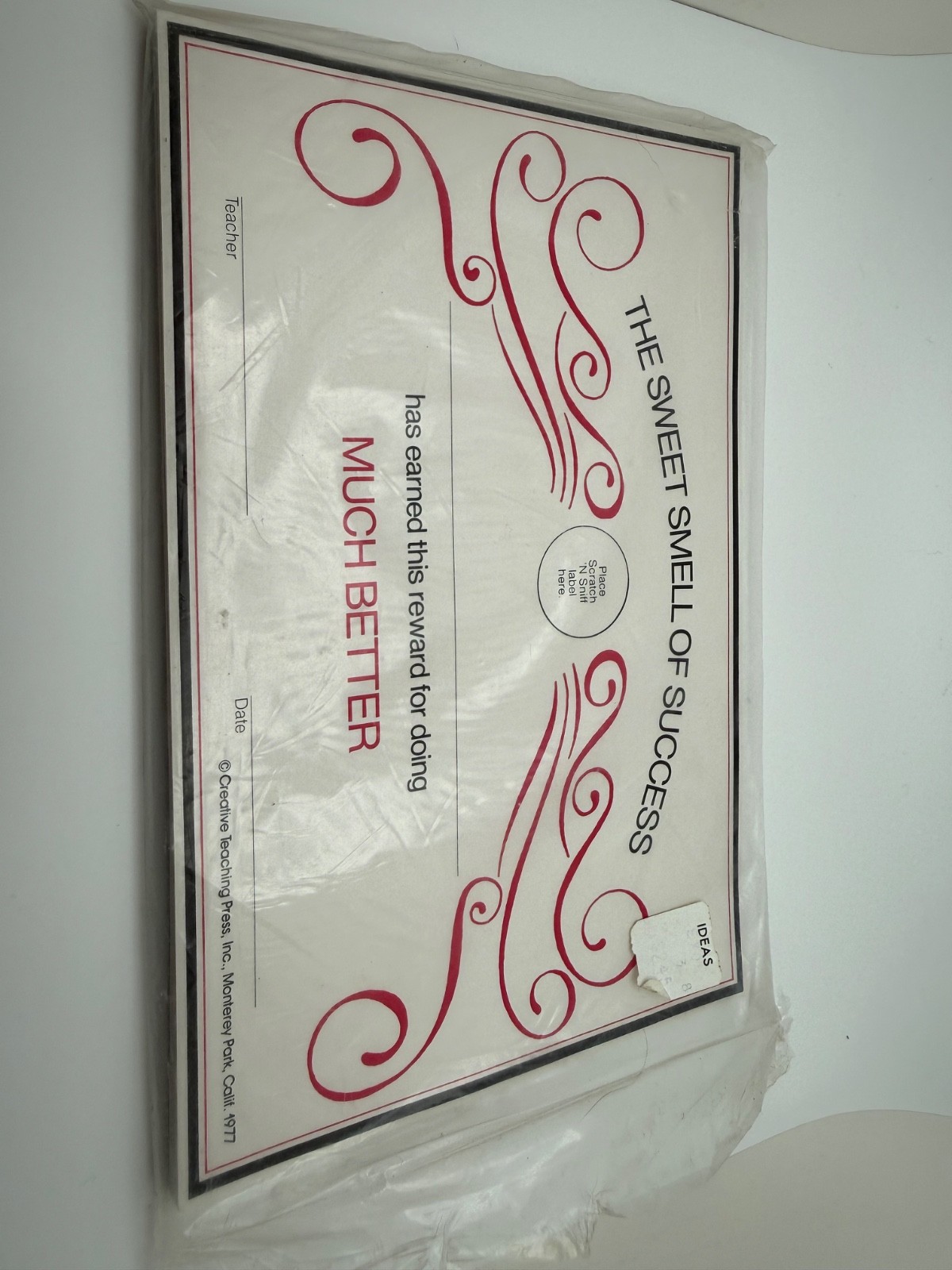 Vintage 1977 Creative Teaching Press Sweet Smell of Success Award Certificates