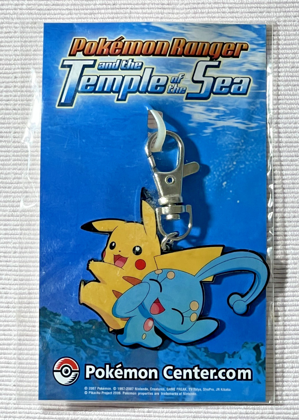Vintage Pokemon Center Ranger Temple of the Sea Keychain Pikachu Manaphy Sealed