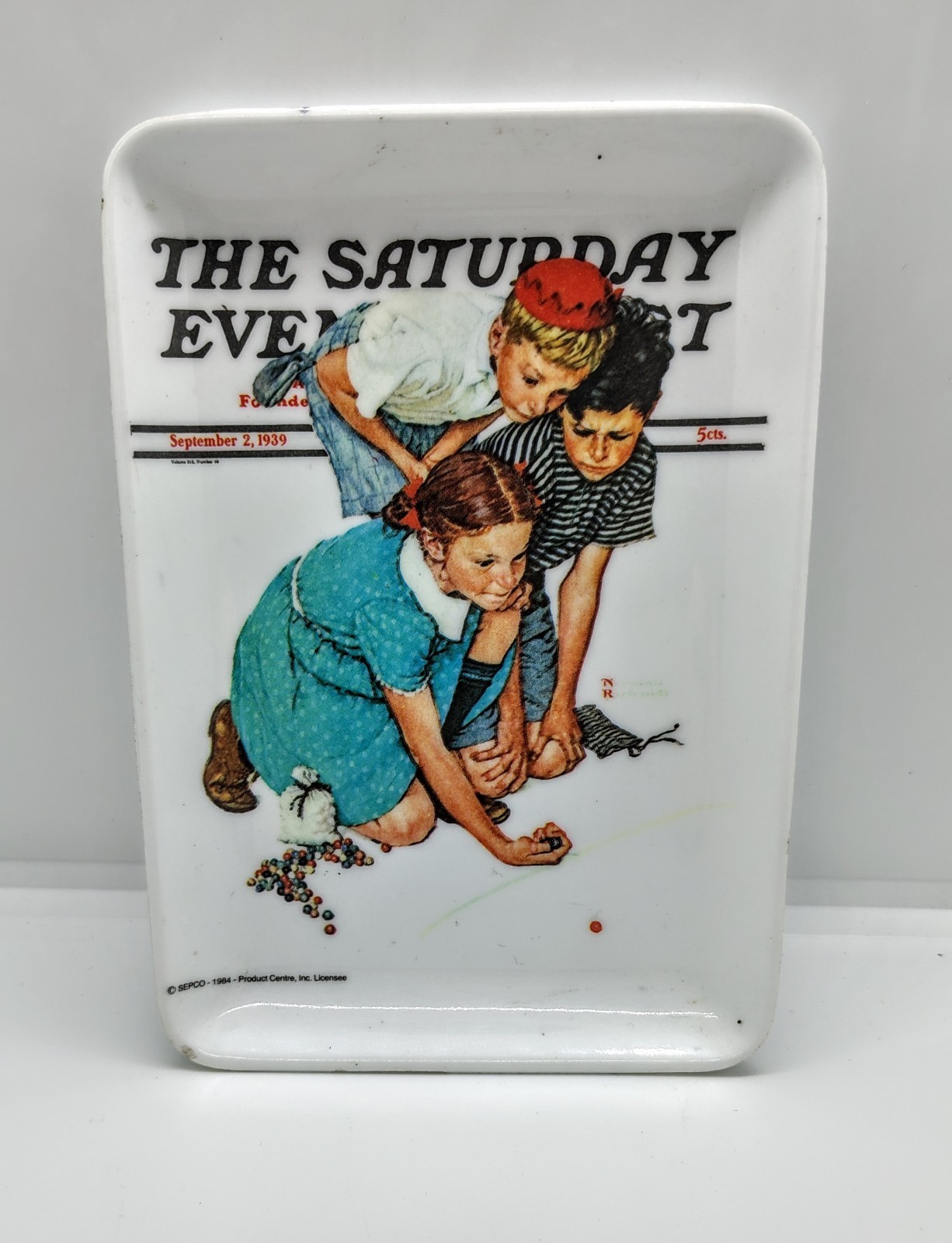 Vintage 1984 Norman Rockwell Saturday Evening Post Tray Sepco Italy 6 X4