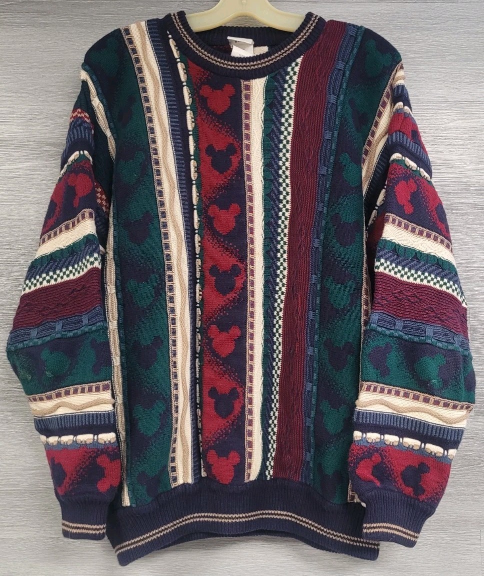 VINTAGE SWEATER MICKEY MOUSE DISNEY CATALOG VTG 90s 3D KNIT COOGI STYLE LARGE