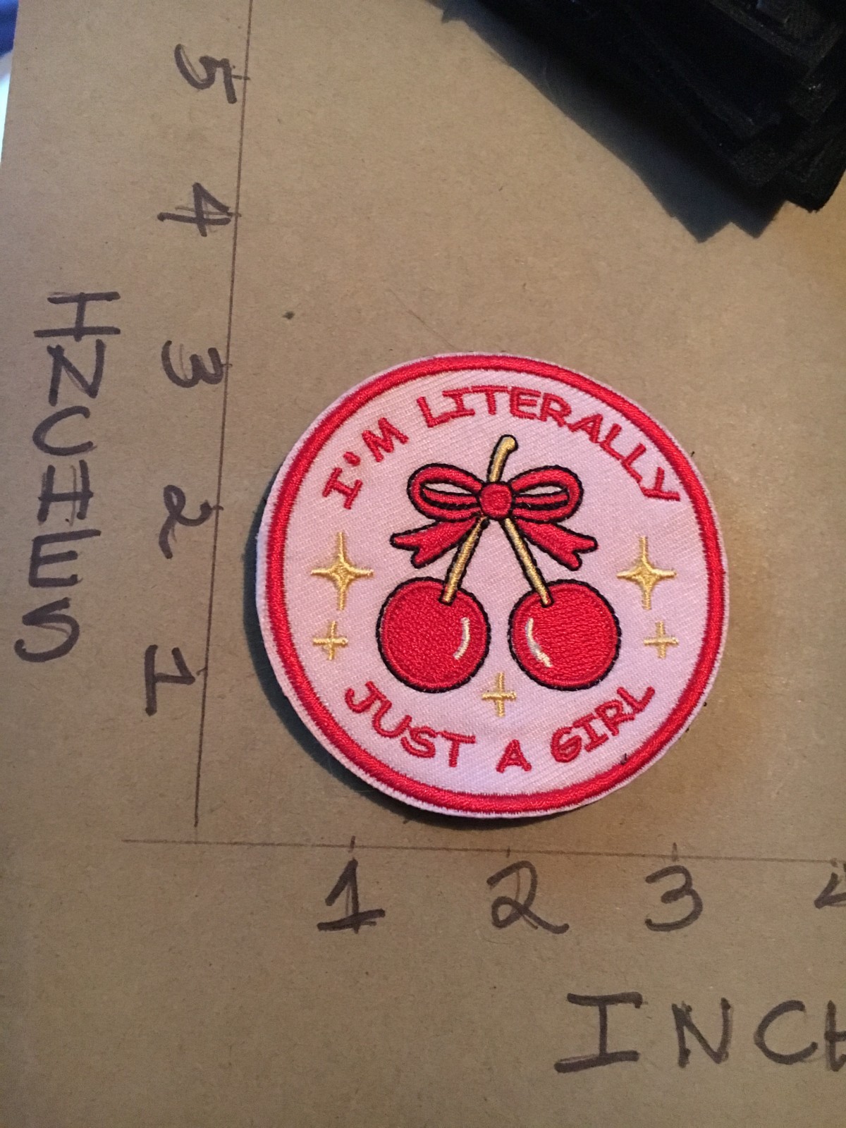 I'm Literally Just a Girl morale patch with hook & loop back 6/23/26