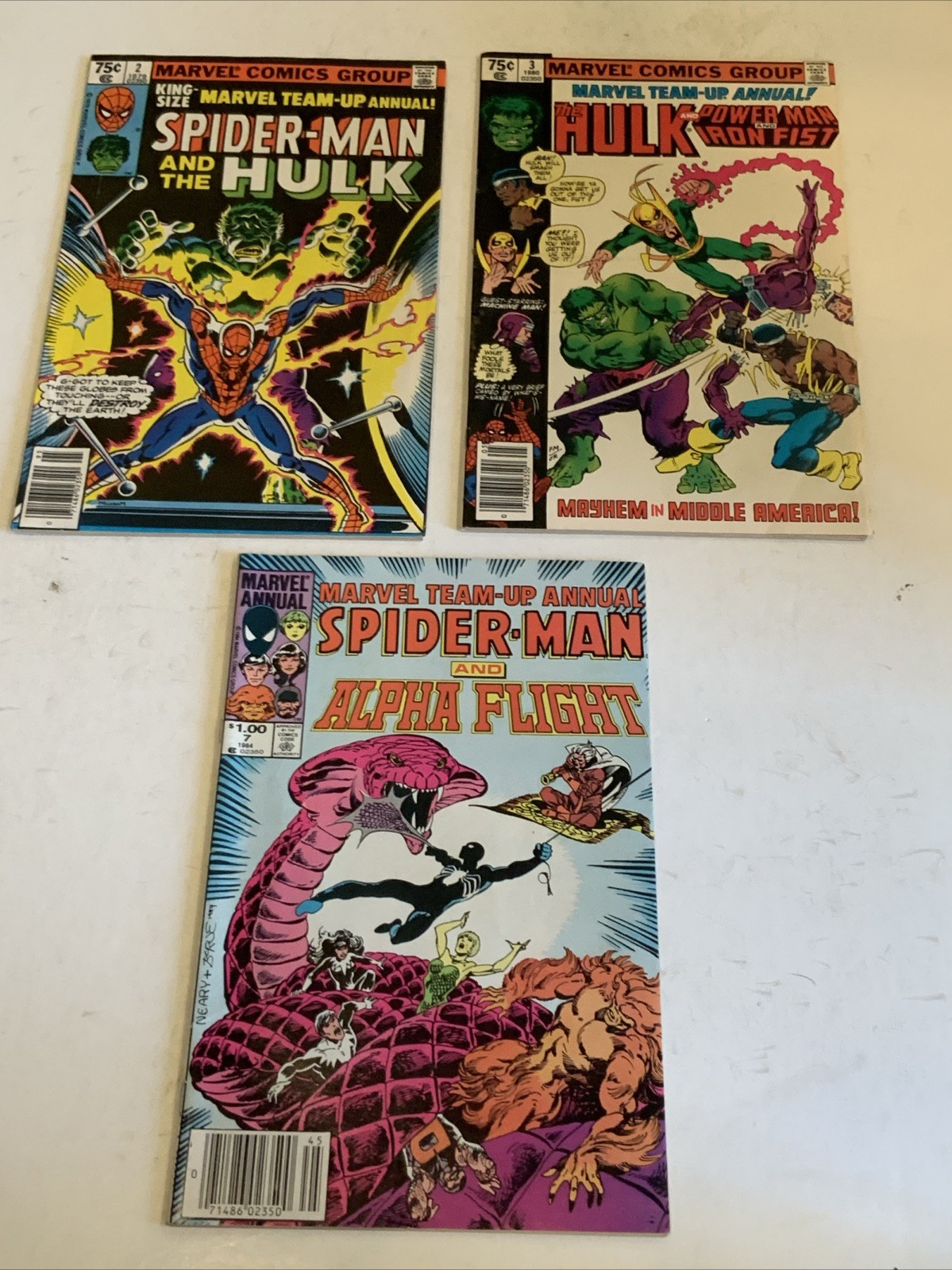 Lot of 3 Marvel Team-Up Annual #2,3,7 Spiderman X-Men New Mutants