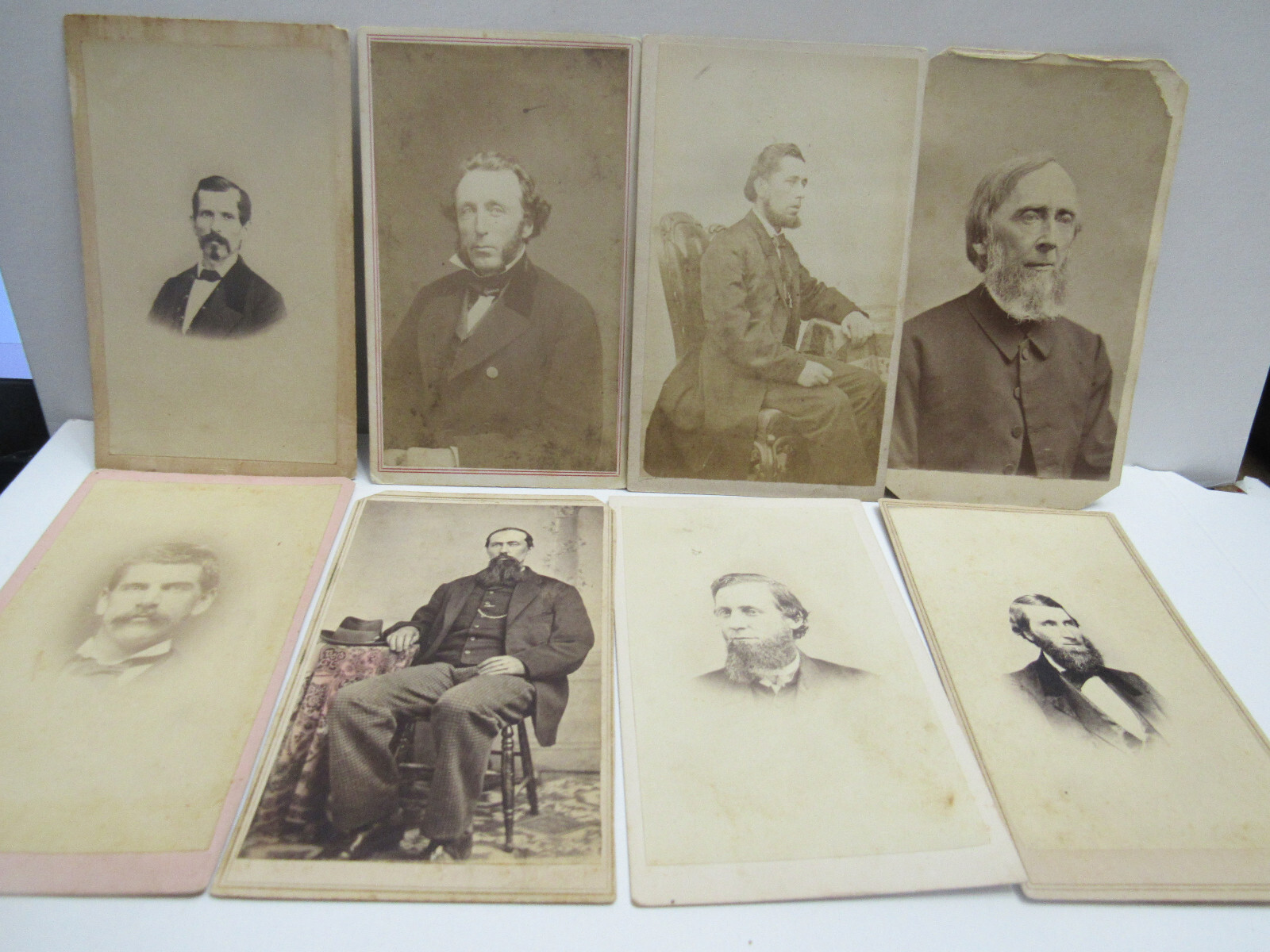 Antique CDV Photo Lot of 8 Men with beards no locations 1860s