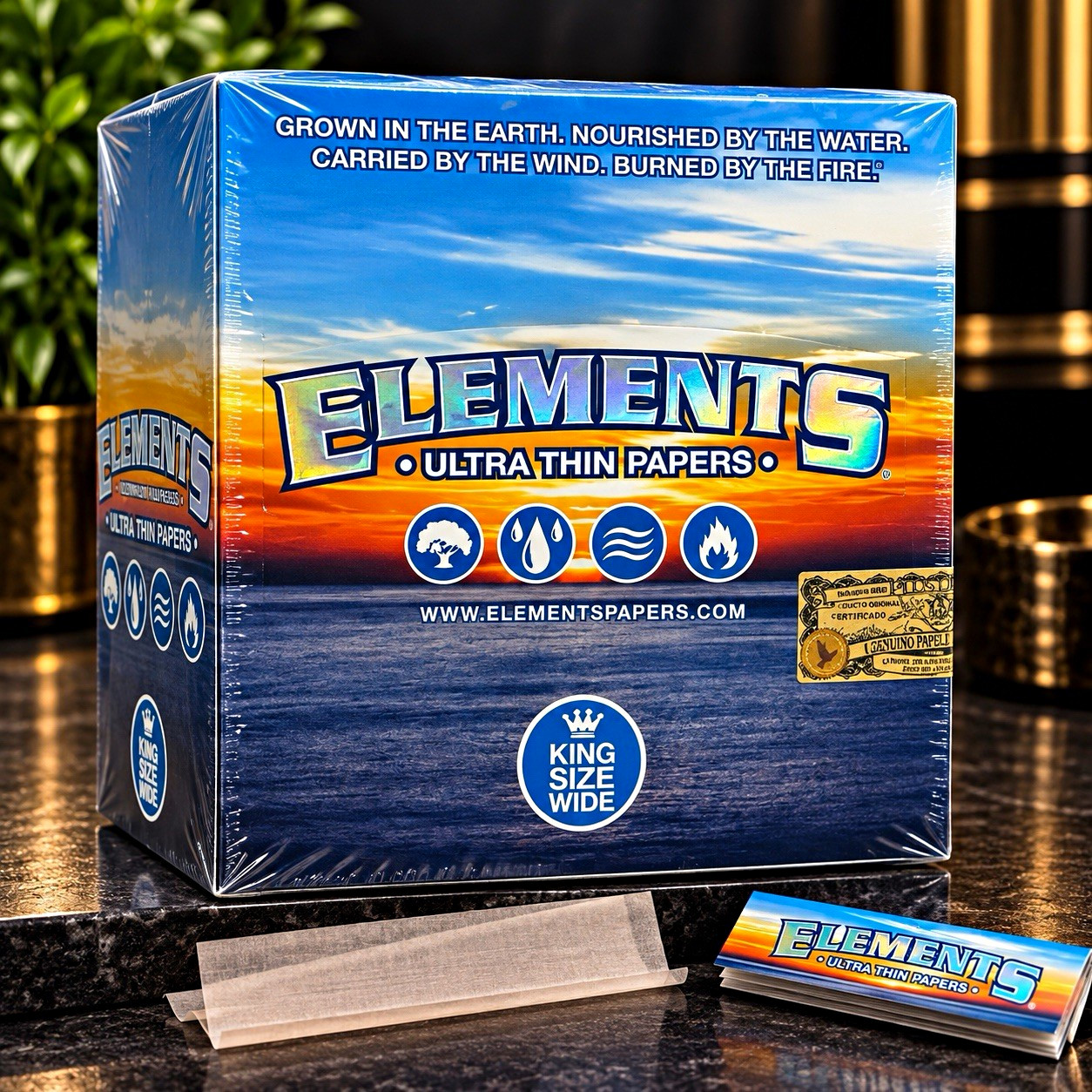 Elements Ultra Thin King Size Wide Rolling Papers Full Box NEW SEALED BOX 50CT