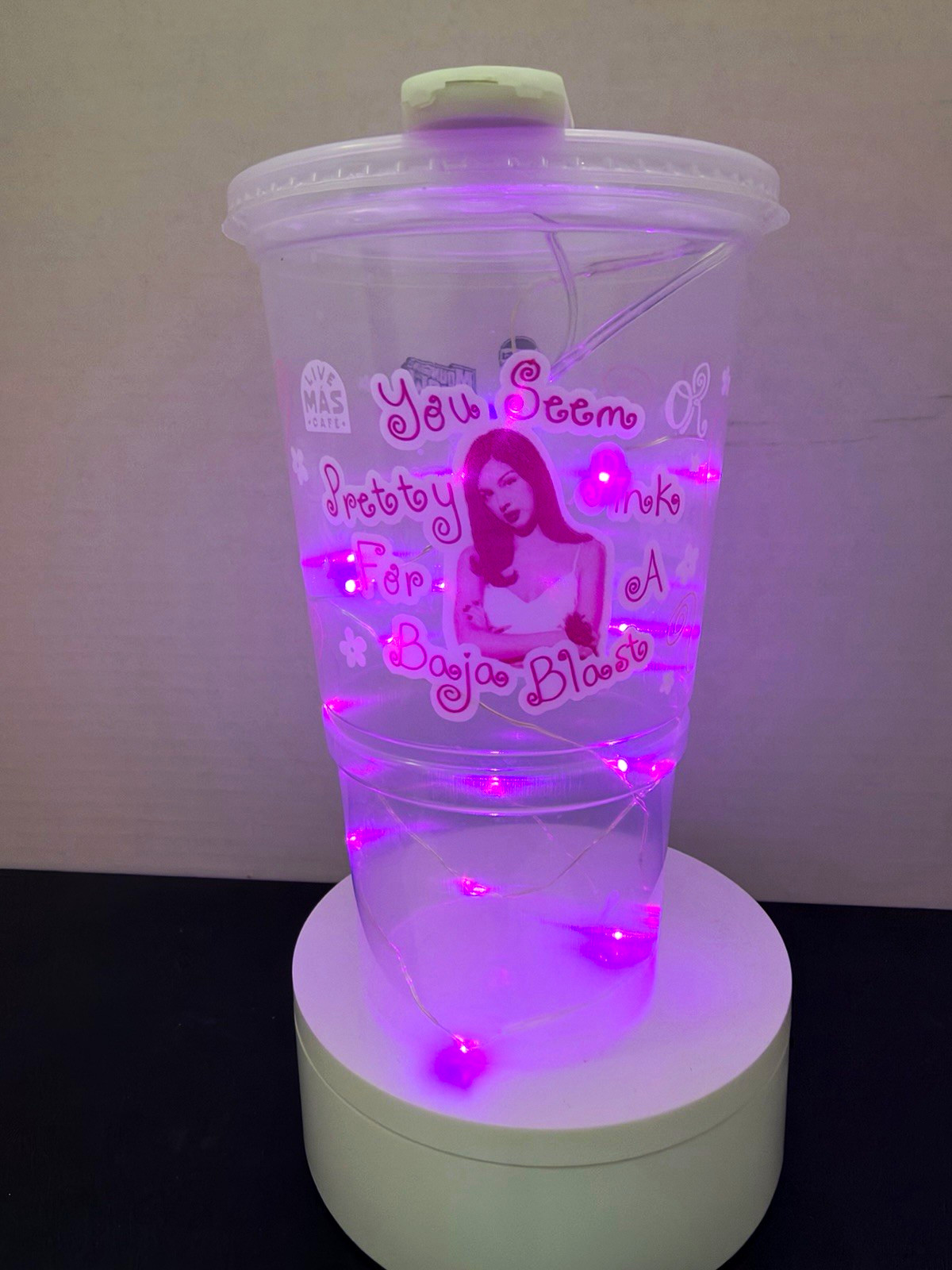 Olivia Rodrigo Taco Bell Pink Drink with led lights promotional cup