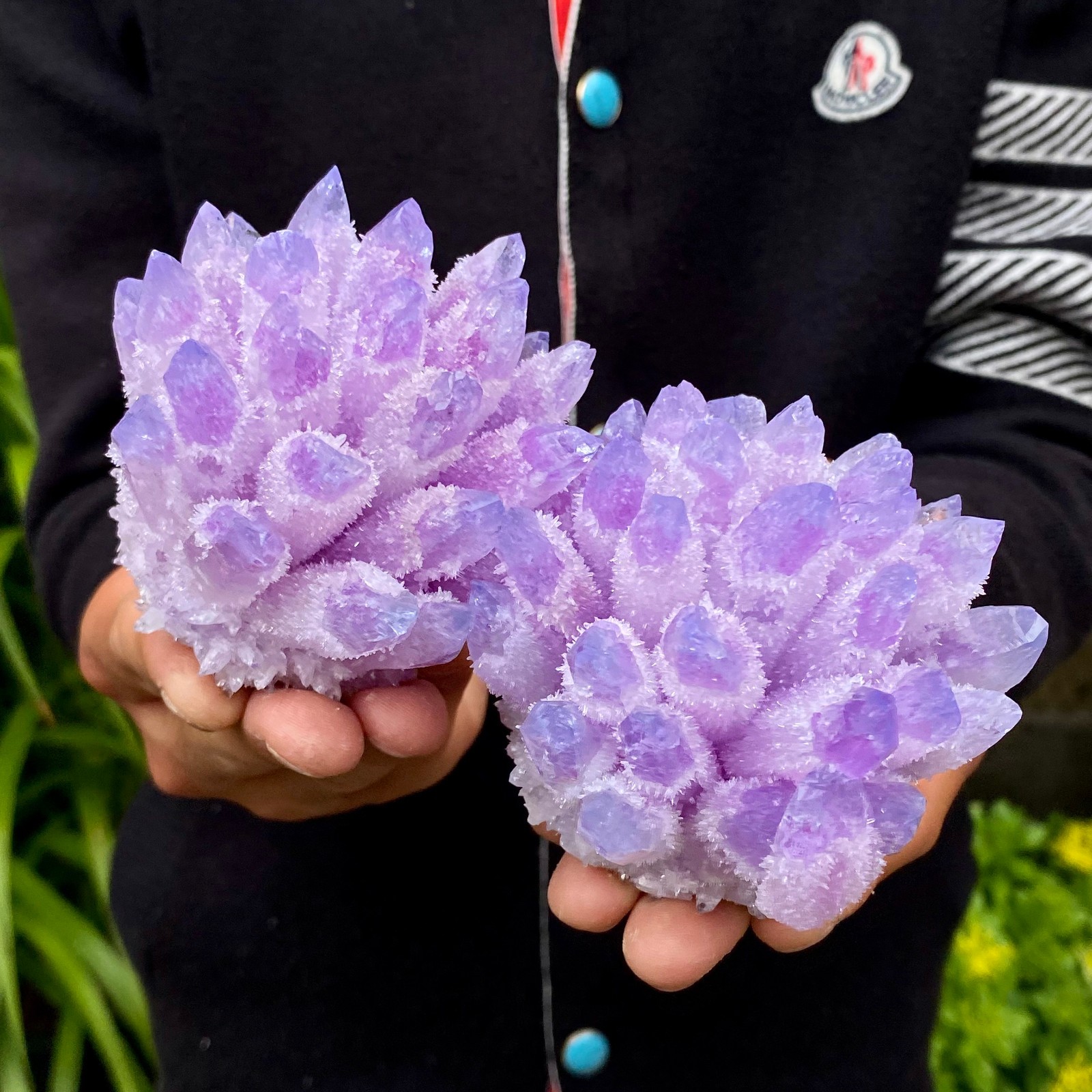 1.55LB New find violet phantom crystal quartz  cluster mineral specimen healing