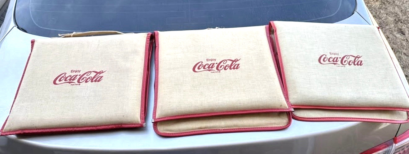 3 Rare Original  1950's  Coca Cola Seat Cushions  “ Nice “