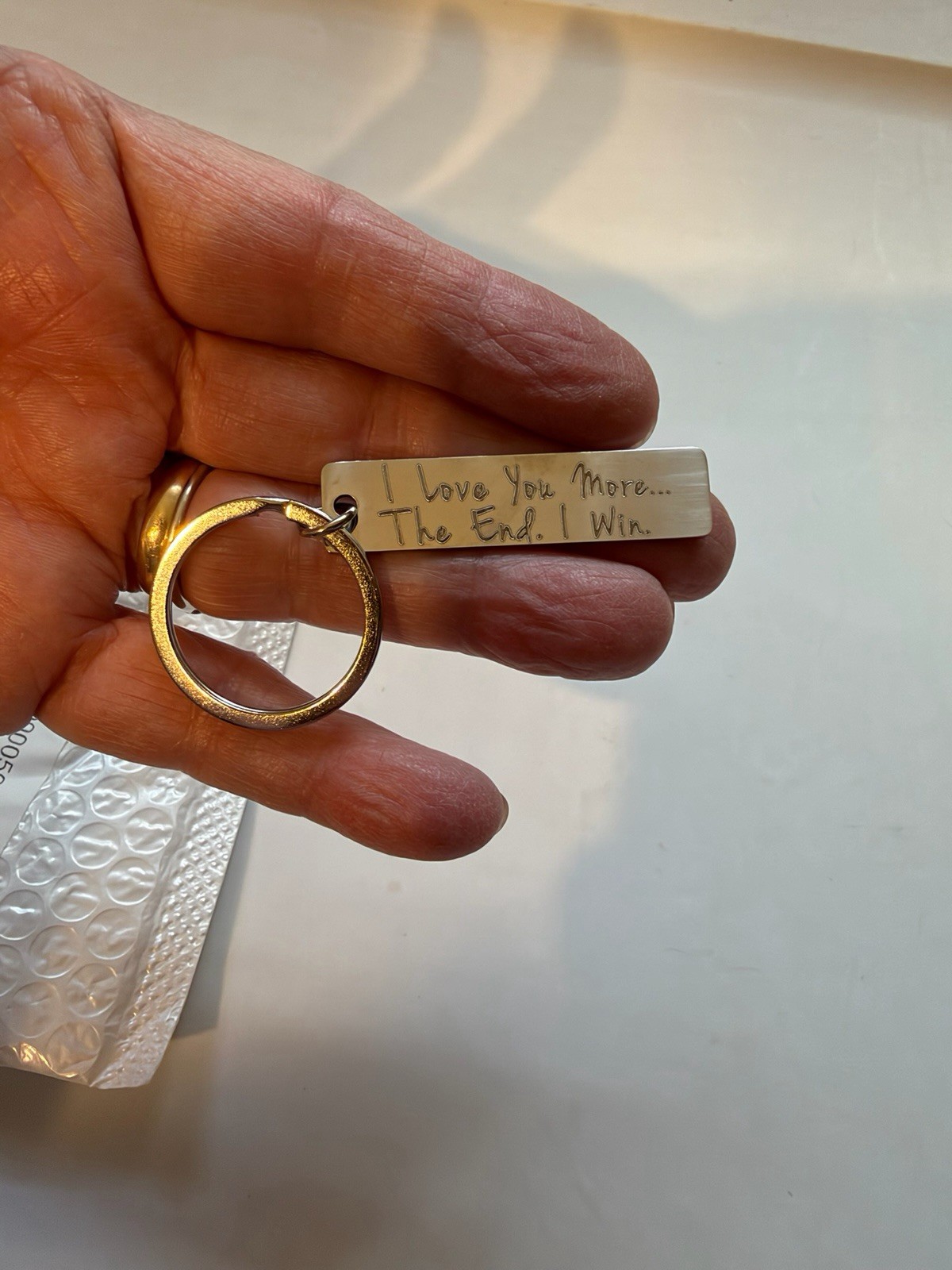 I love you more The End…I Win Keychain
