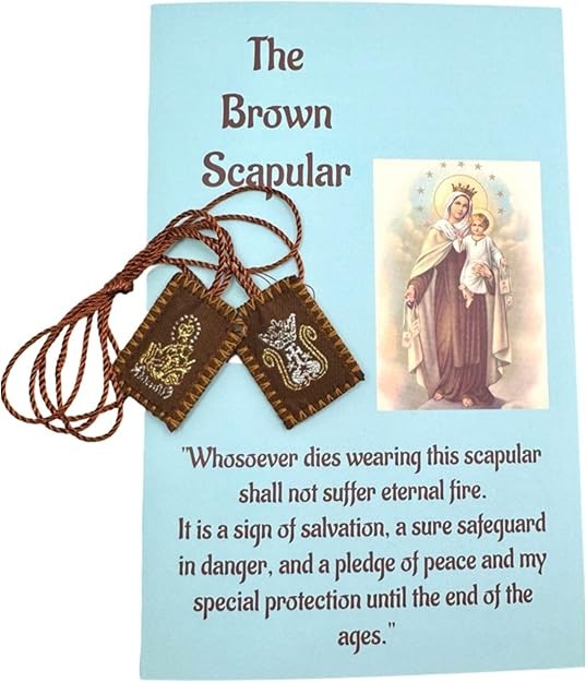 the Brown Scapular Prayer Set Traditional Wool Catholic Prayer Necklace with Mad