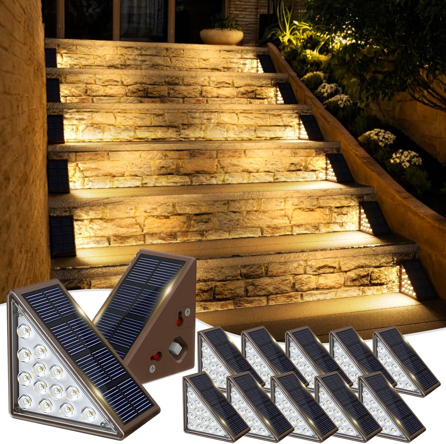 Solar Step Lights for Outside, 12Pack Solar Stair Lights Outdoor Waterproof IP67