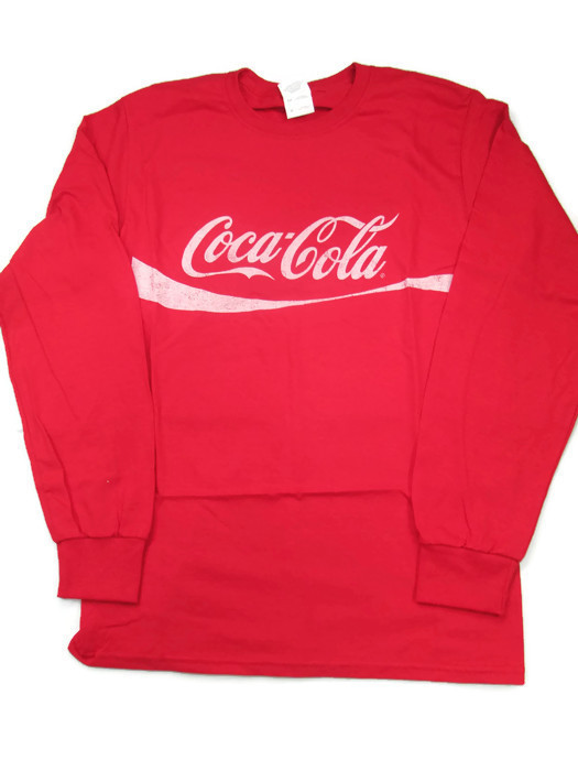 Coca-Cola  Red Long Sleeve Tee T-shirt Distressed  Coca-Cola Logo  3X-Large