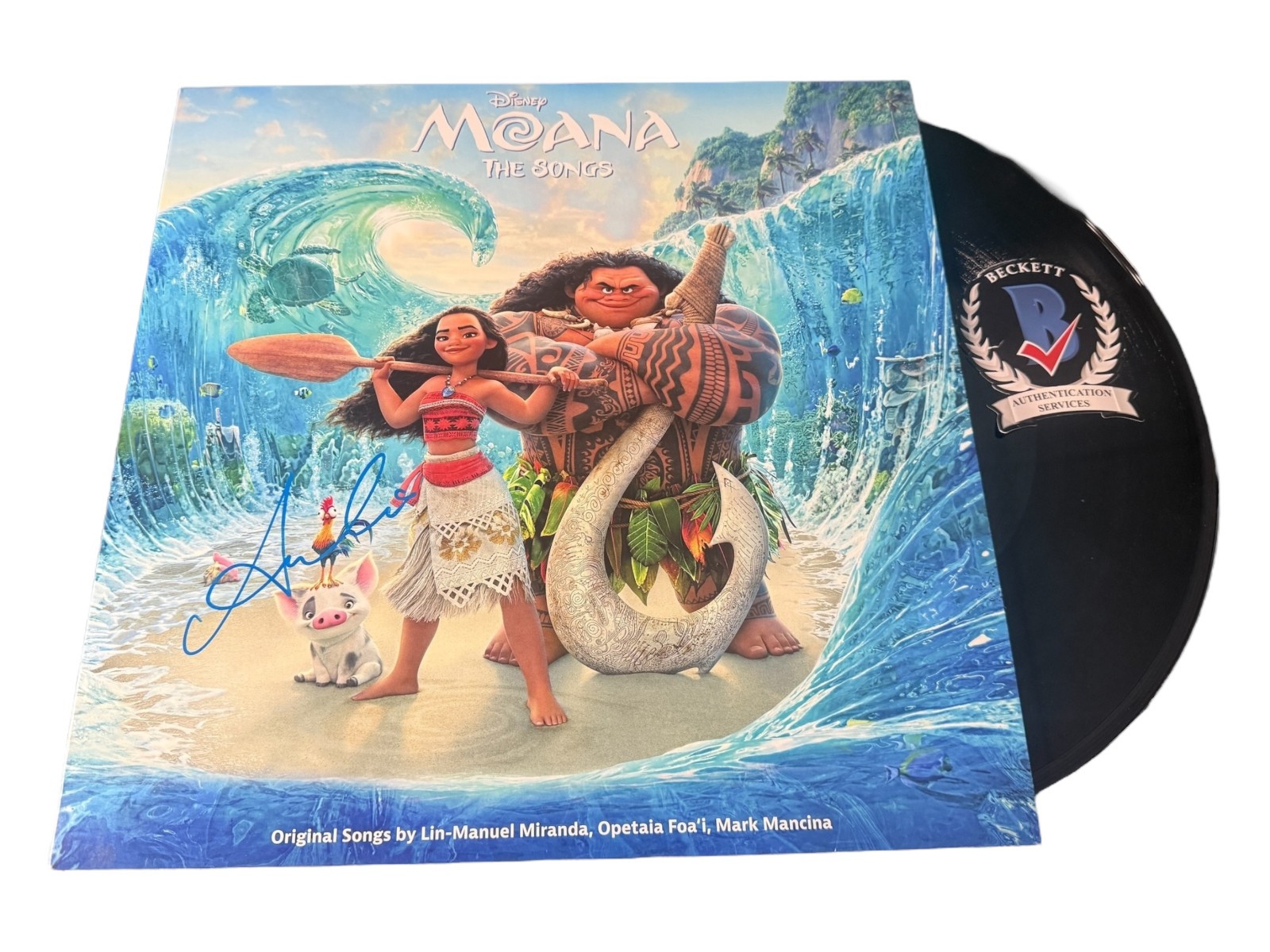 Auli\'i Cravalho Signed Autograph Moana Vinyl Soundtrack Beckett BAS Disney