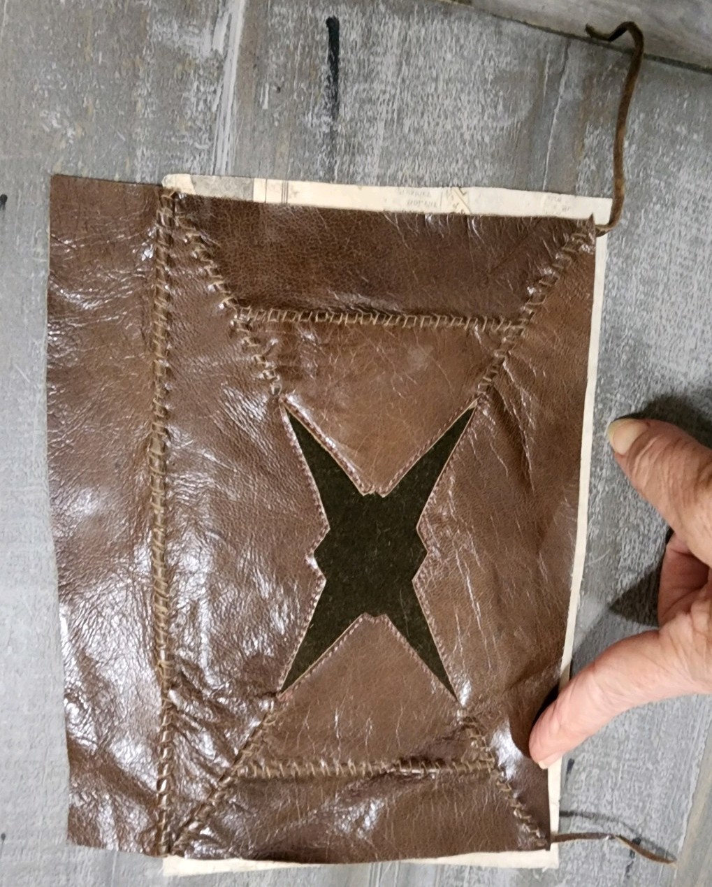 Antique 1929 Prohibition Newspaper Flong Matrix Leather Book Cover Folk Art Star