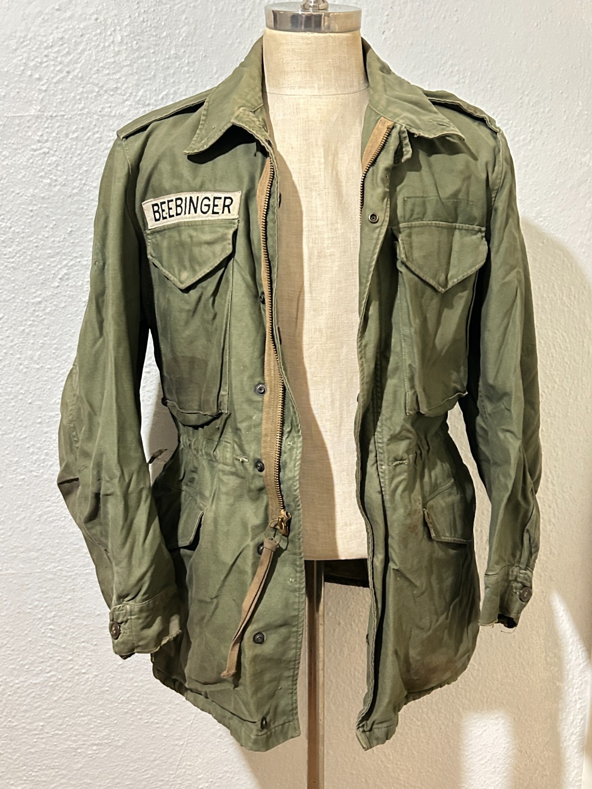 Distressed Vtg US Army M-1951 Field Jacket Mens Olive Green Military Korean War