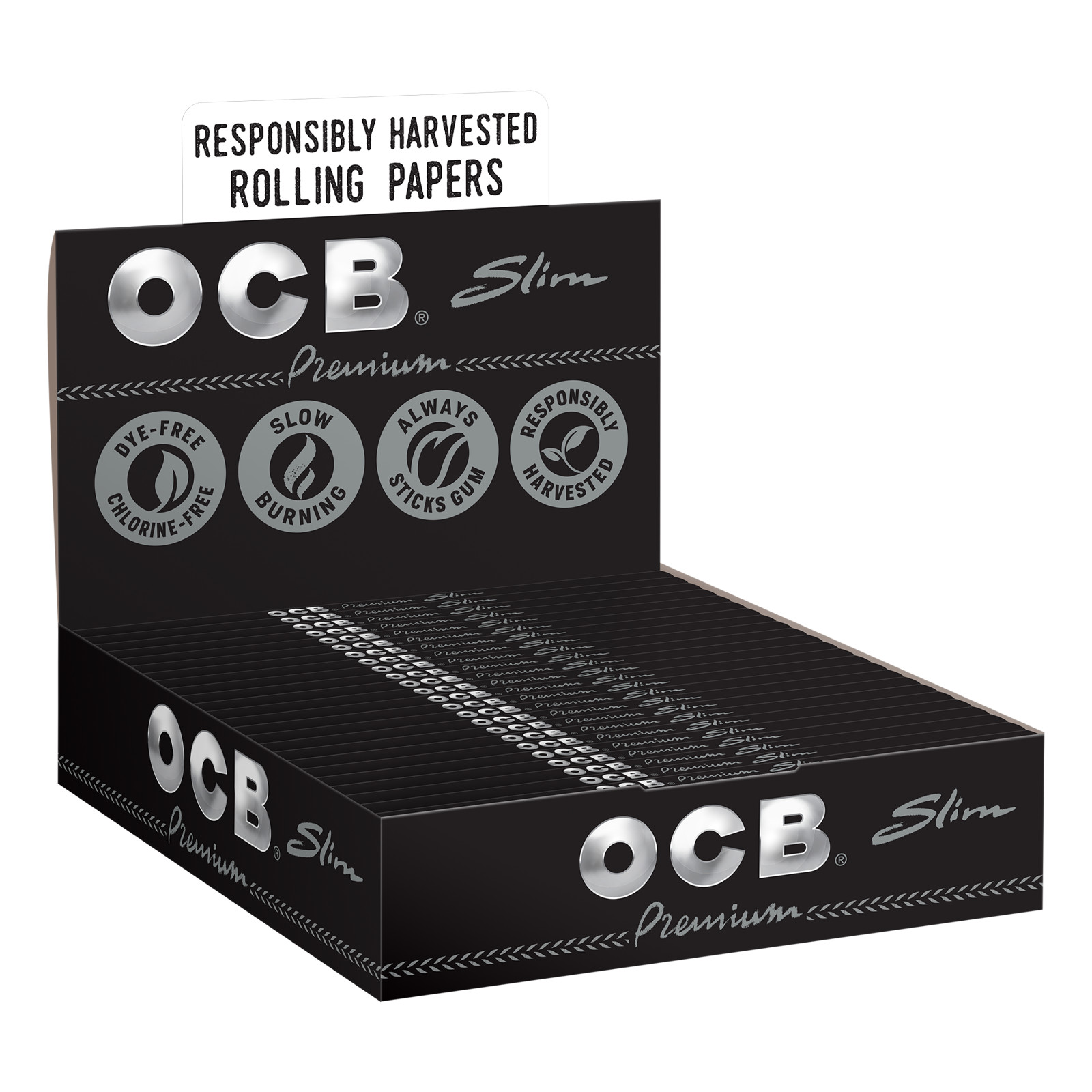 OCB Premium King Size Slim Cigarette Rolling Paper (Full Box of 24 Booklets)