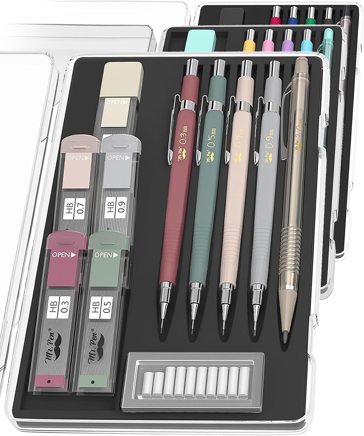 Mr. Pen Mechanical Pencil Set, 5 Sizes: 0.3, 0.5, 0.7, 0.9 & 2.0mm