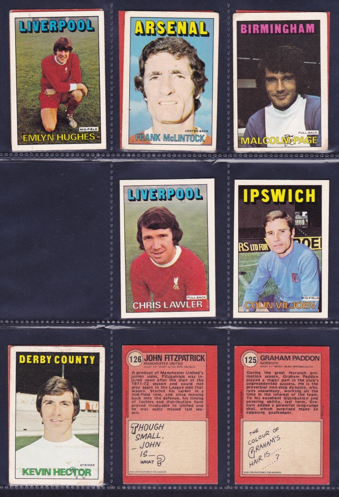 A&BC FOOTBALLERS (ORANGE / RED 110-219) 1972 Near Set 94/100 *Good Condition*