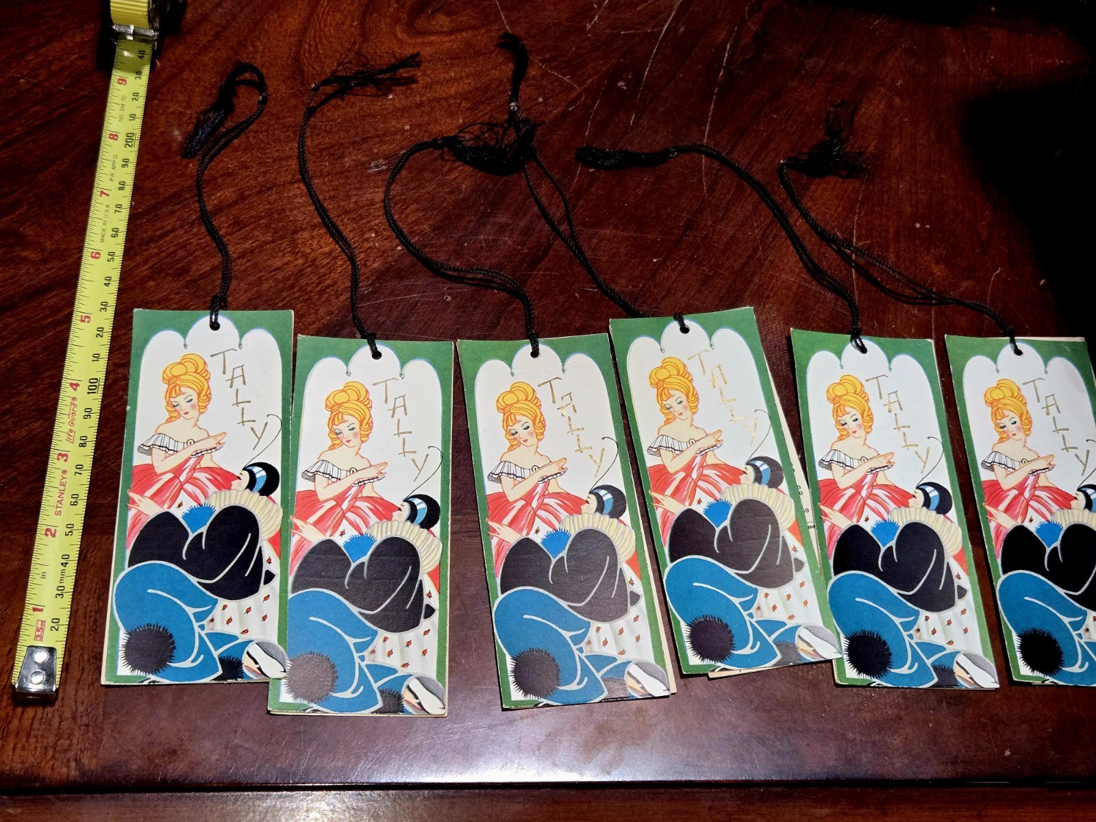 SIX RARE VINAGE ART DECO 1920'S BRIDGE TALLY CARDS AMERICAN COLORTYPE CHICAGO