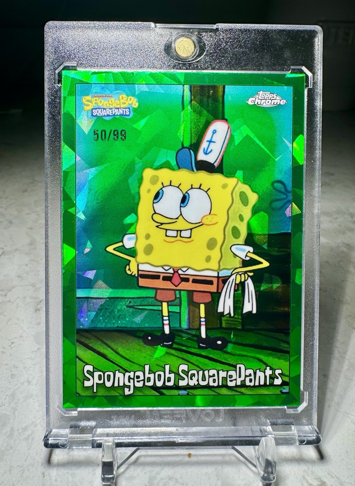 2025 Topps Chrome Spongebob SquarePants Green Sapphire Refractor /99