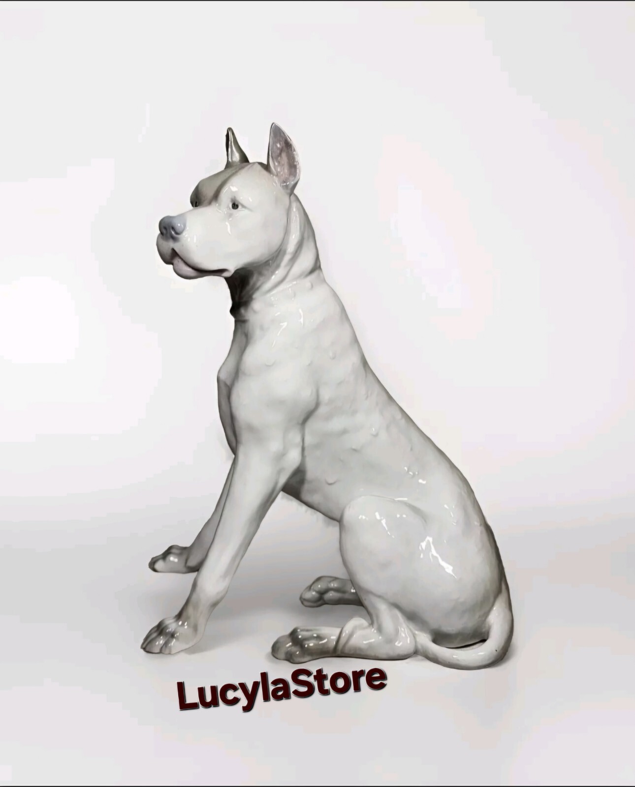Antique Gebruder Heubach Large Dog Figurine Great Dane Tanskandoggi Germany 1900