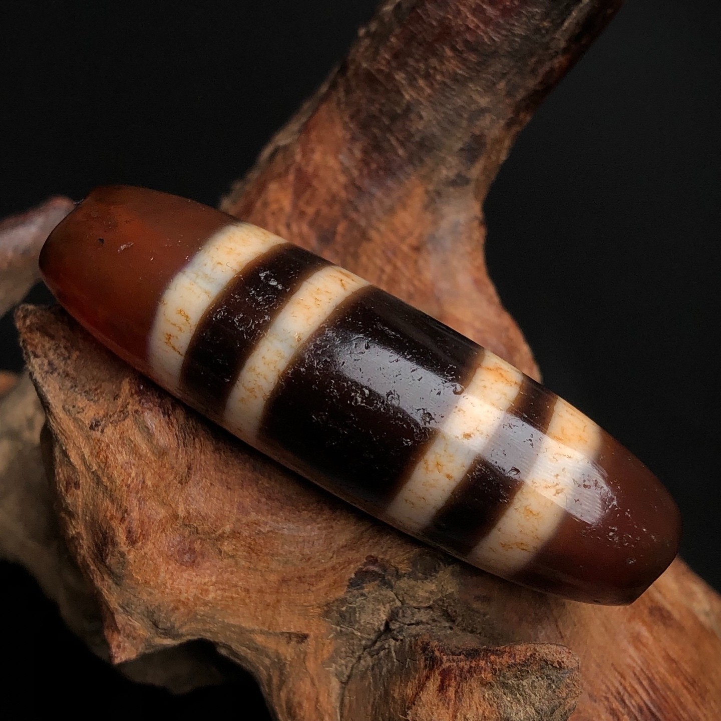 Vintage Tibetan Old Agate Dzi Beads 4 Lines Amulet Pendant Protection 50×14mm