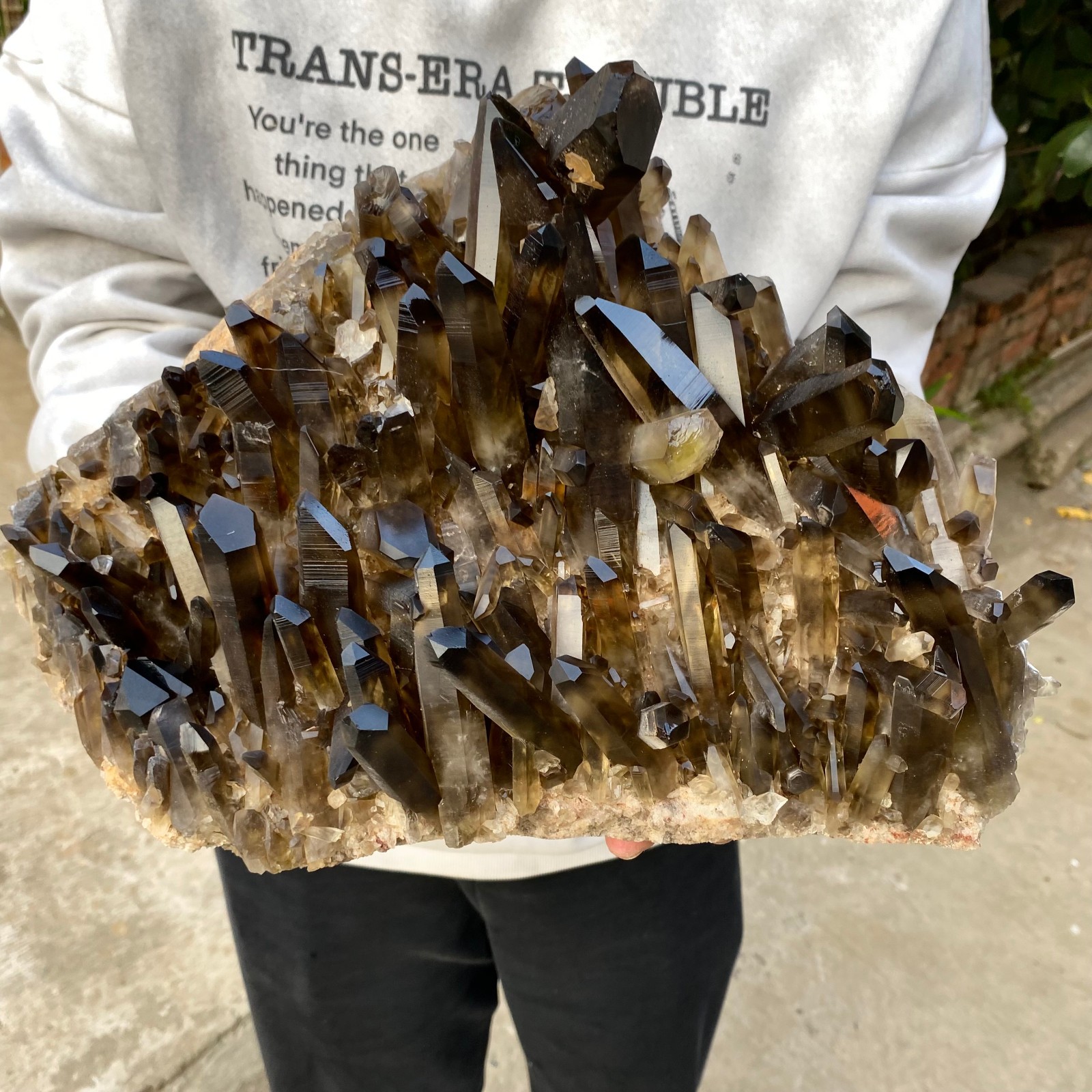 22.46LB Large Natural Smoky Black Quartz Cluster Crystal Specimen Healing