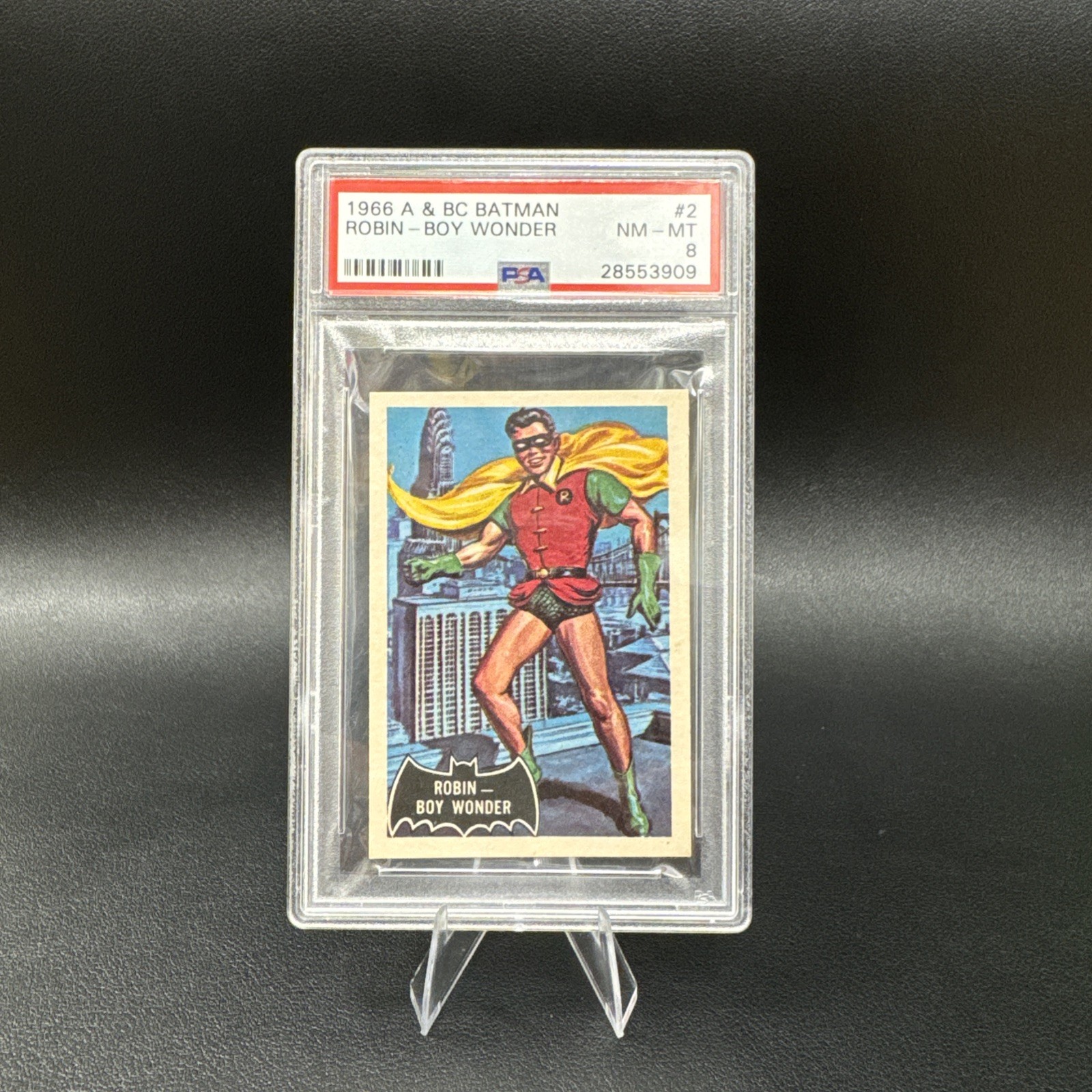 1966 A & BC BATMAN (BLACK BAT ON FRONT) #2 ROBIN-BOY WONDER PSA 8