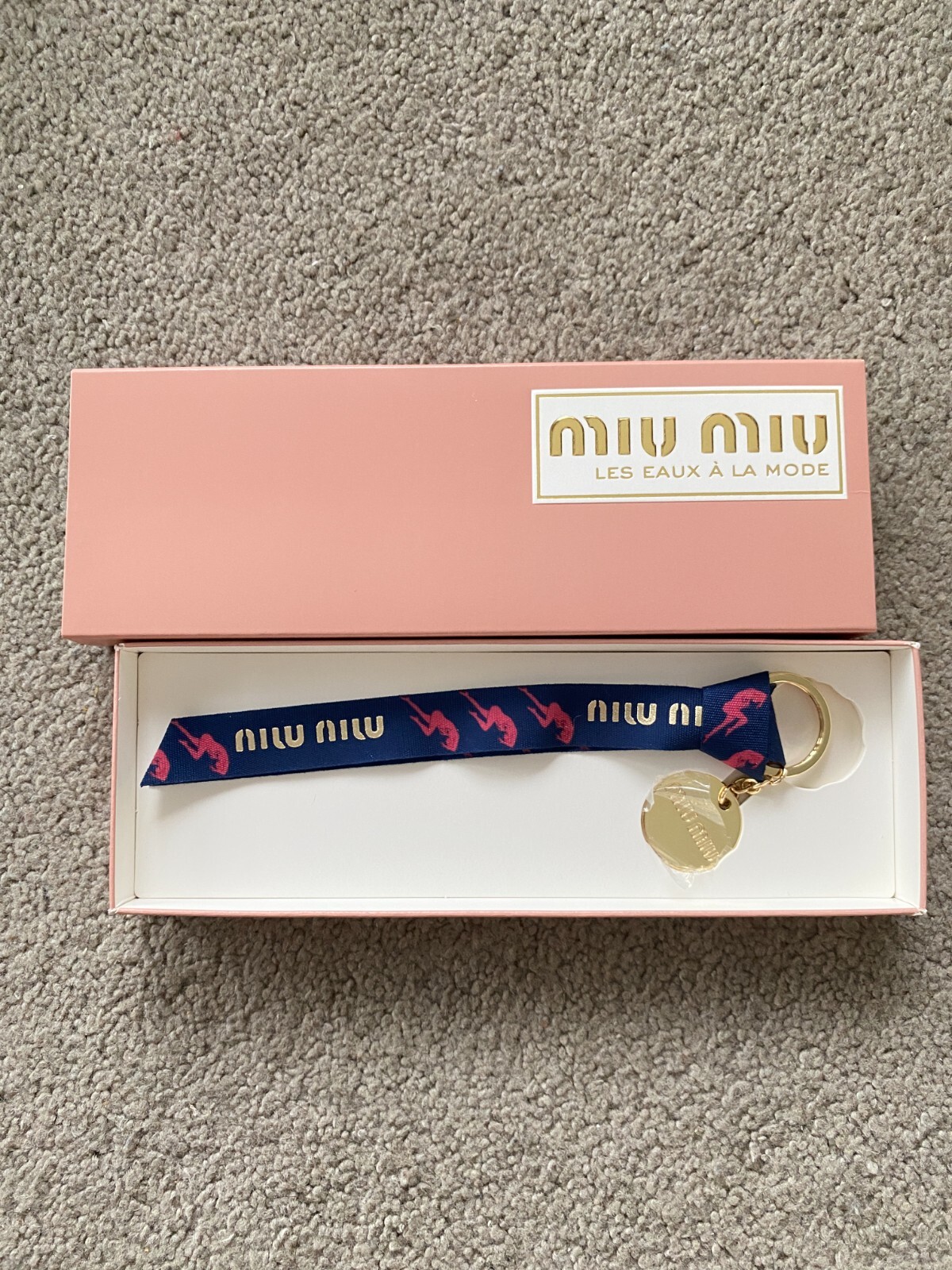 New Authentic Miu Miu Beaute Beauty Perfume Charm Keyring Key Ring Accessory
