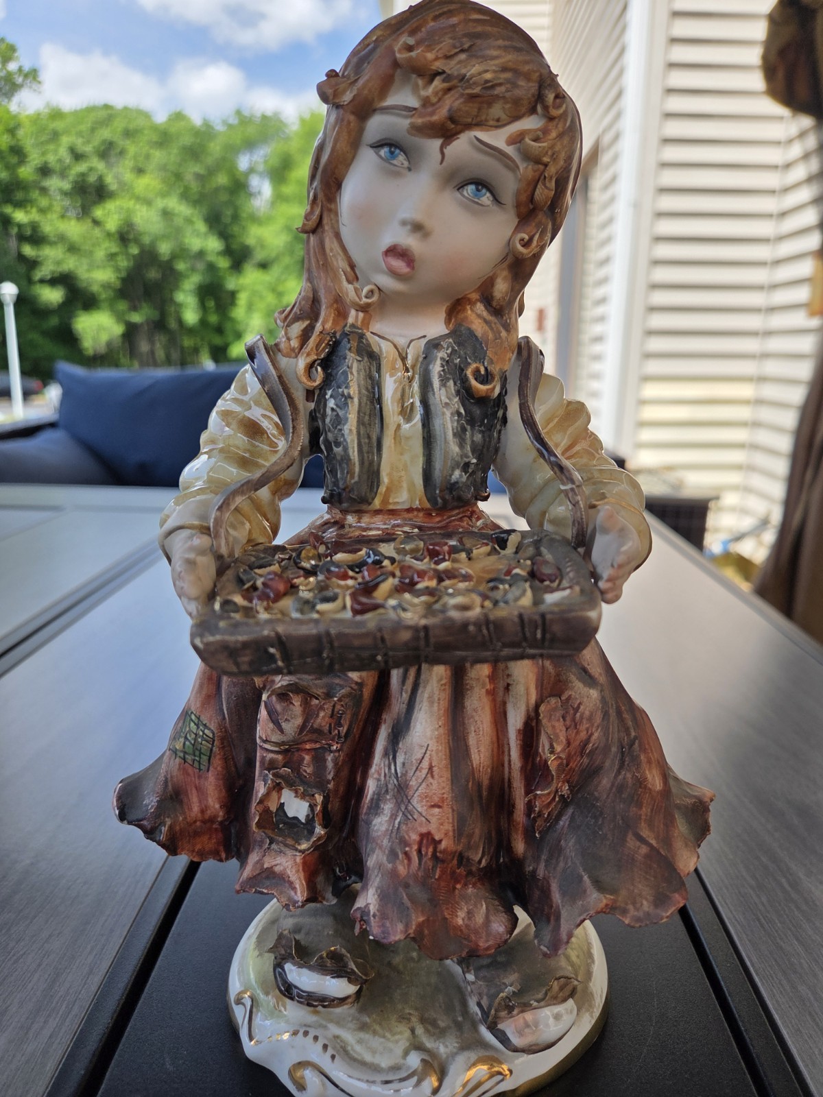 Large Vintage Hand Painted Italian Girl Figurine Serving Tray Statue 12 Large Vintage Hand Painted Italian Girl Figurine Serving Tray Statue 12